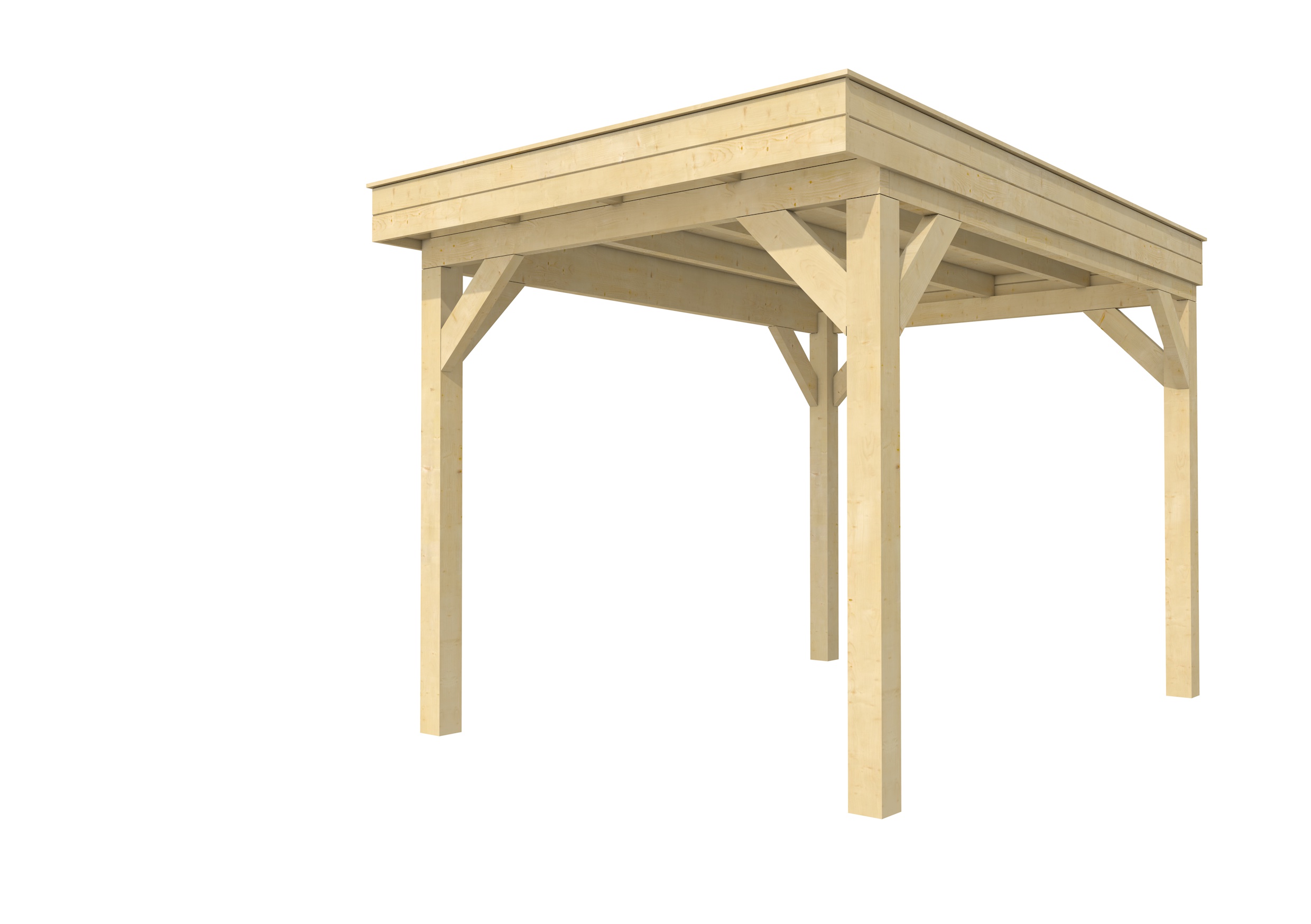 Buitenverblijf plat dak Premium I, vuren, basismodel XL/B, 257x357 cm, onbehandeld.