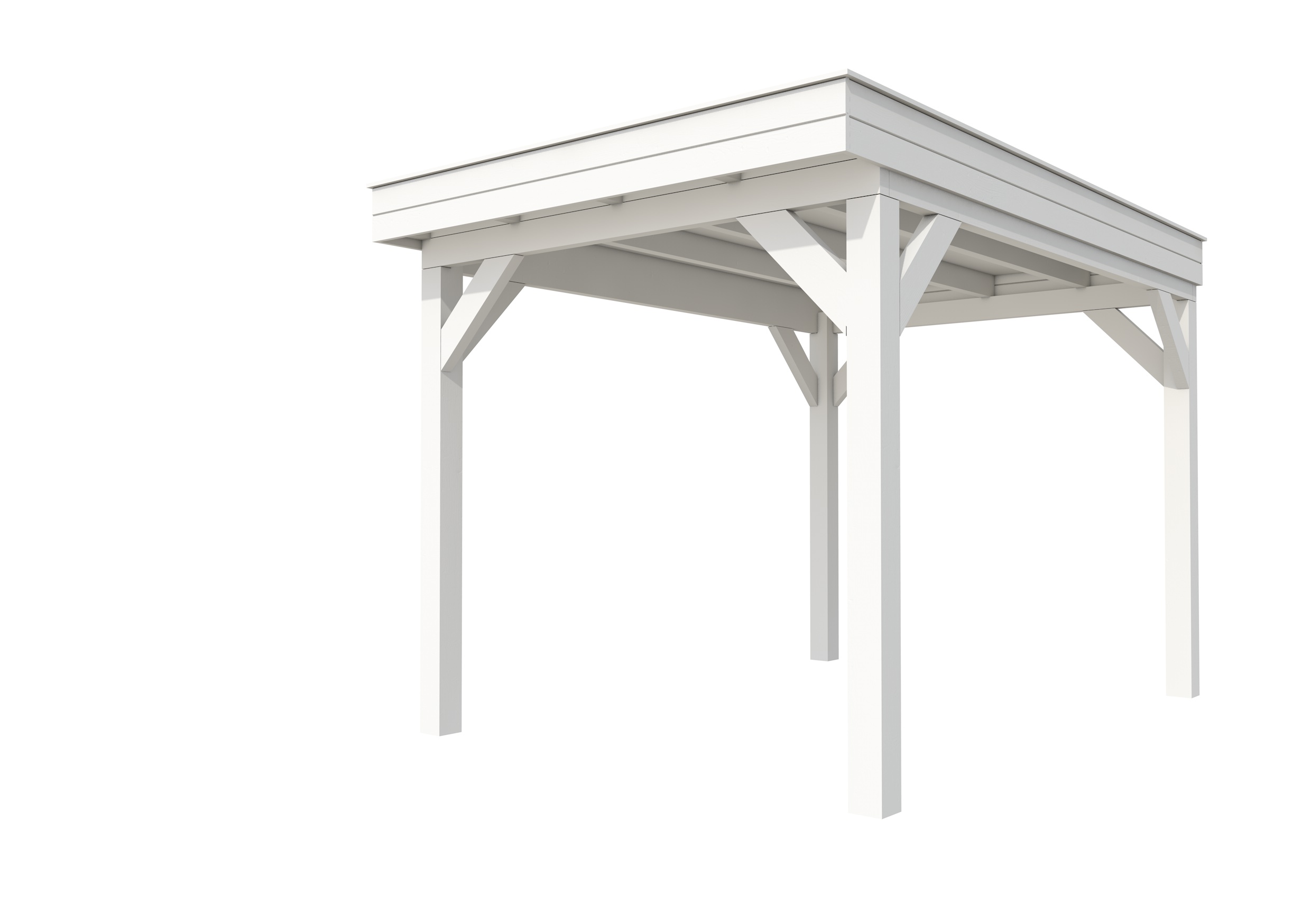 Buitenverblijf plat dak Premium I, vuren, basismodel XL/B, 257x357 cm, wit gespoten.