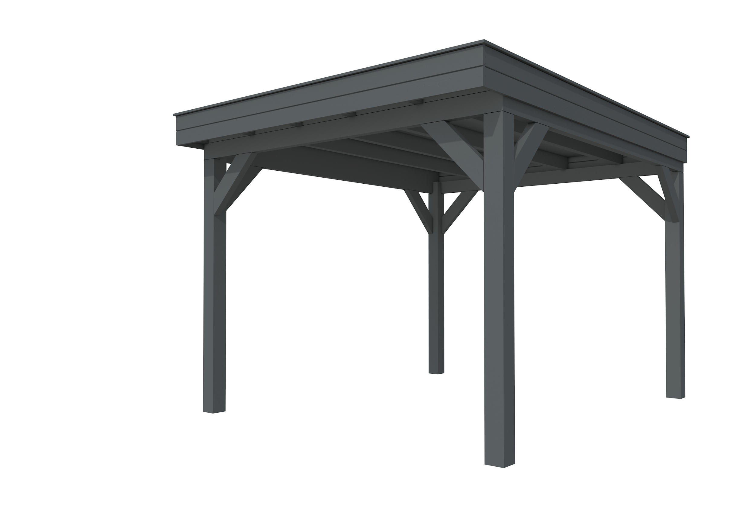 Buitenverblijf plat dak Premium I, vuren, basismodel XL/C, 307x357 cm, antraciet gespoten.