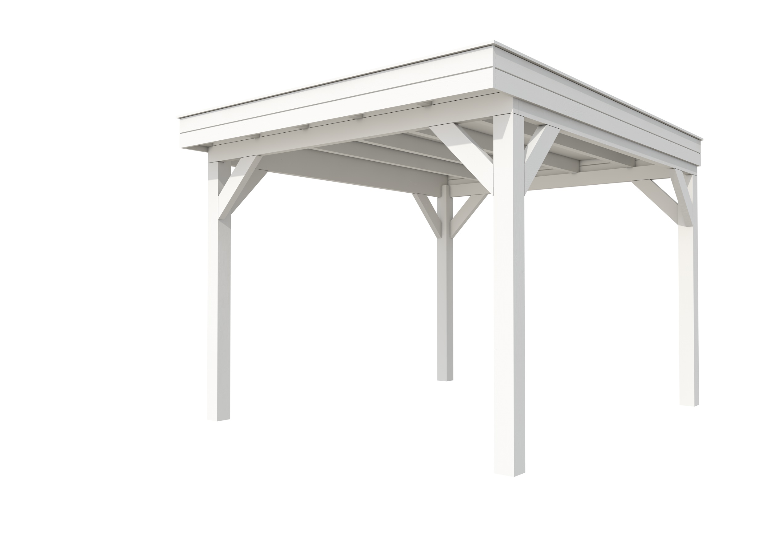 Buitenverblijf plat dak Premium I, vuren, basismodel XL/C, 307x357 cm, wit gespoten.