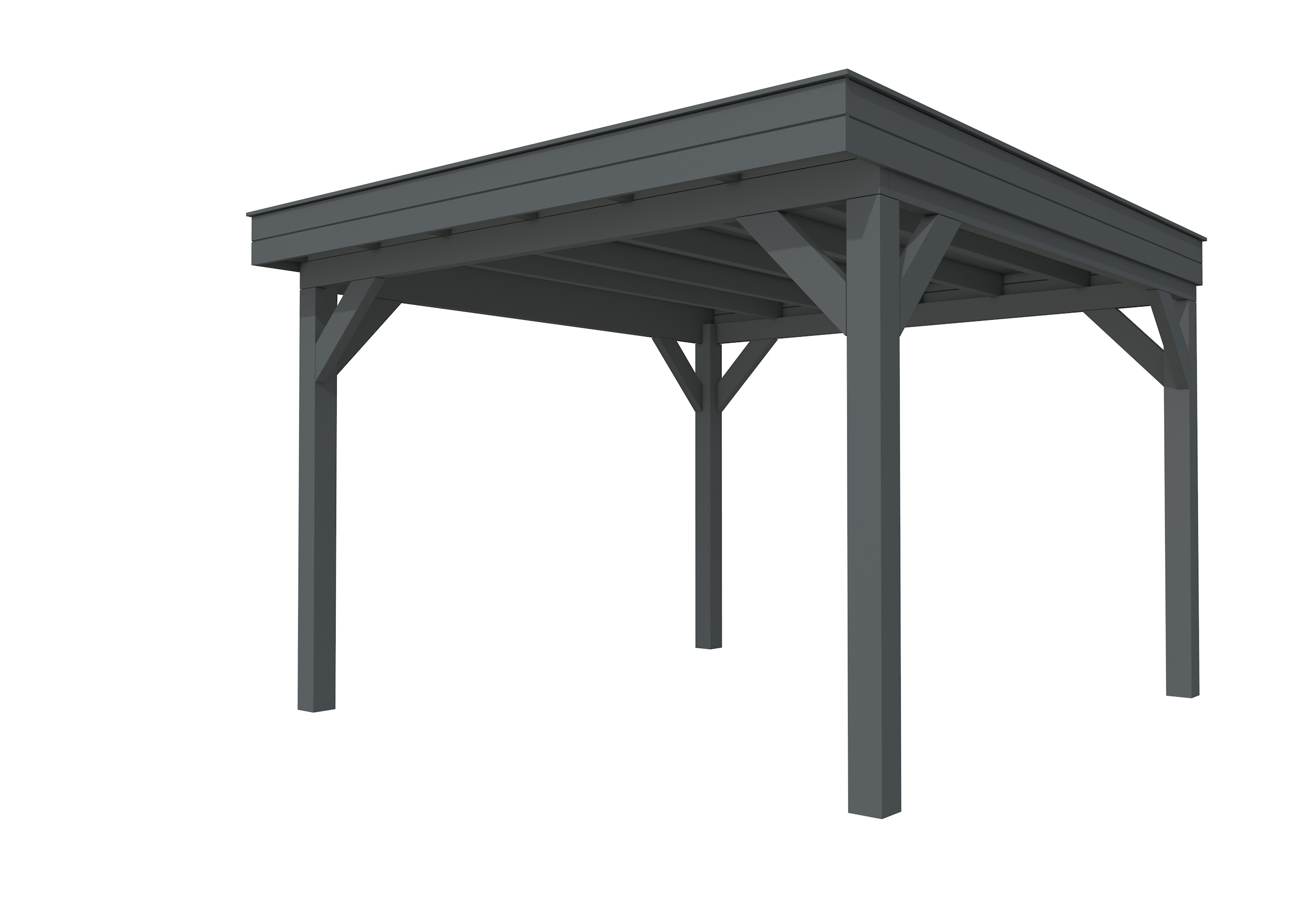 Buitenverblijf plat dak Premium I, vuren, basismodel XL/D, 357x357 cm, antraciet gespoten.