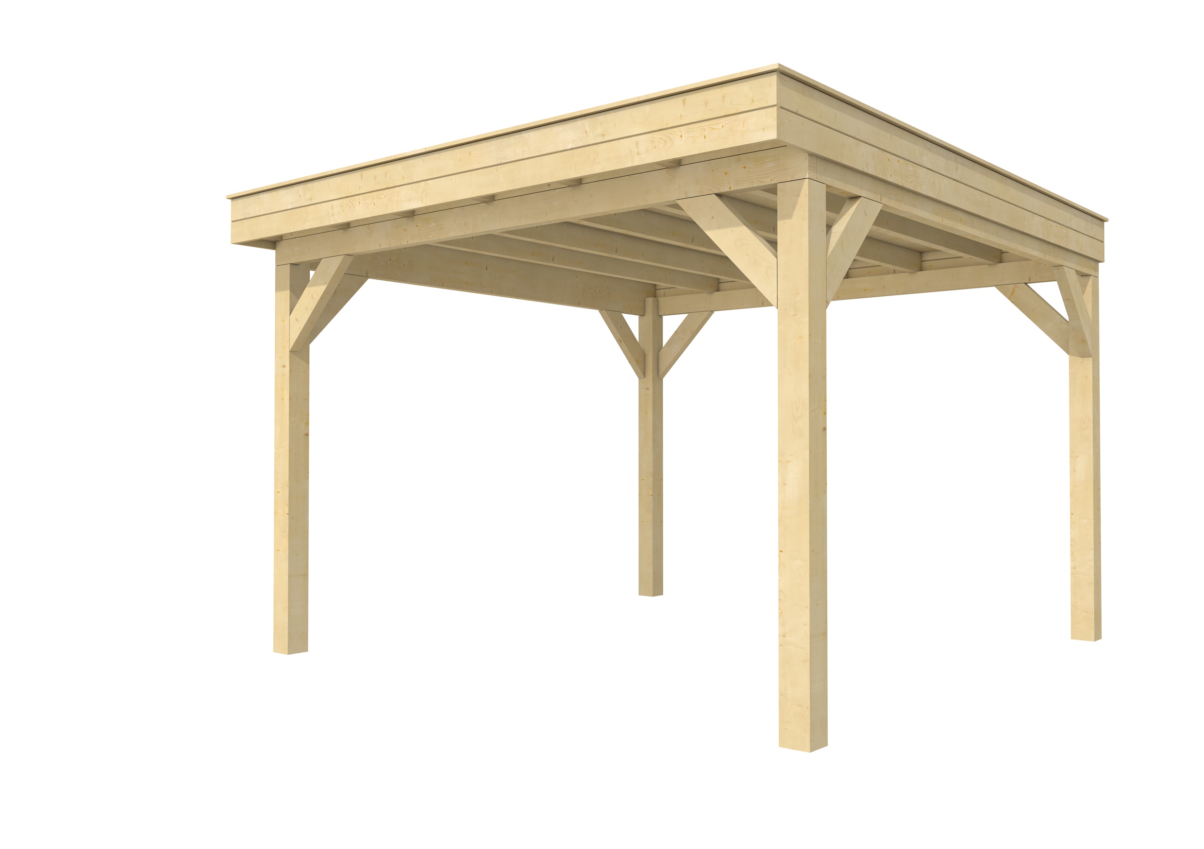 Buitenverblijf plat dak Premium I, vuren, basismodel XL/D, 357x357 cm, onbehandeld.