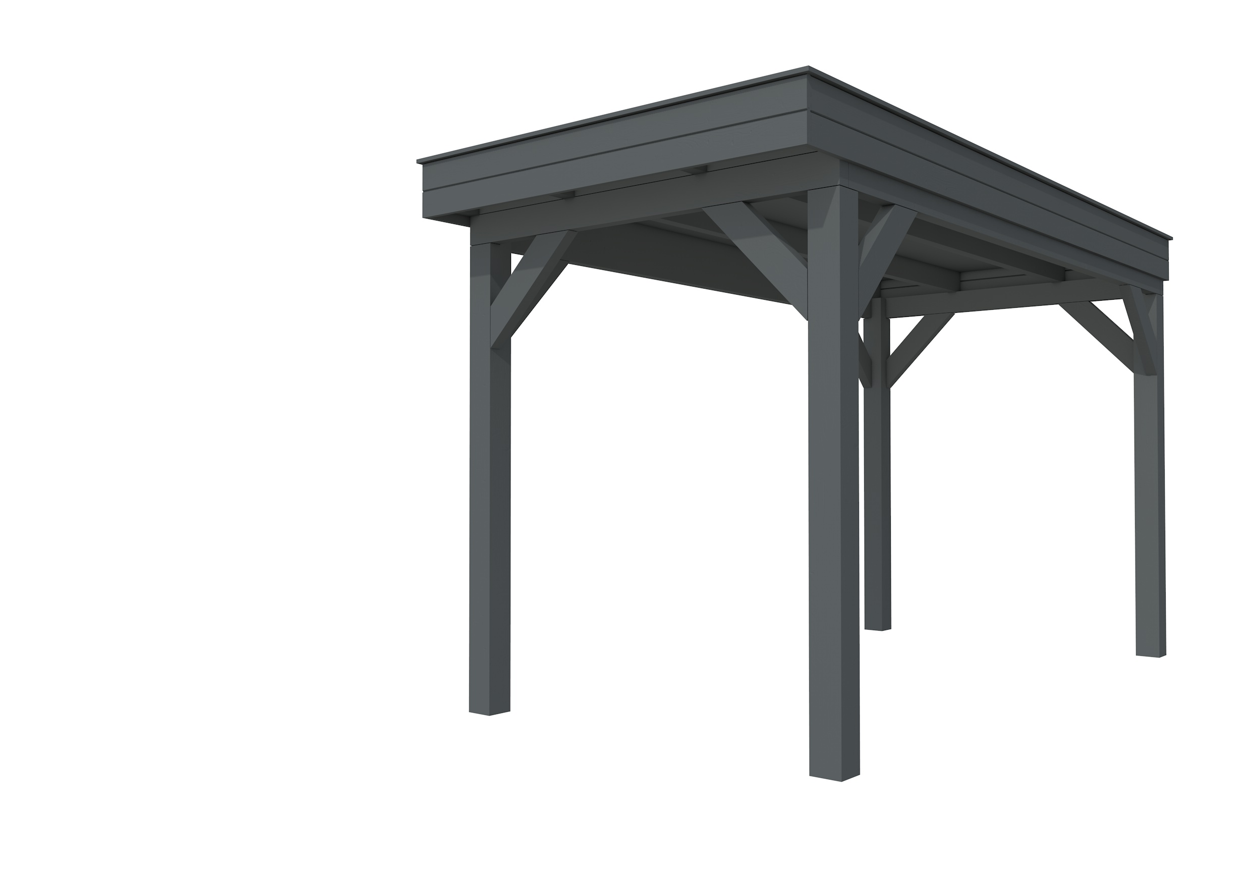 Buitenverblijf plat dak Premium I, vuren, basismodel XXL/A, 207x399 cm, antraciet gespoten.