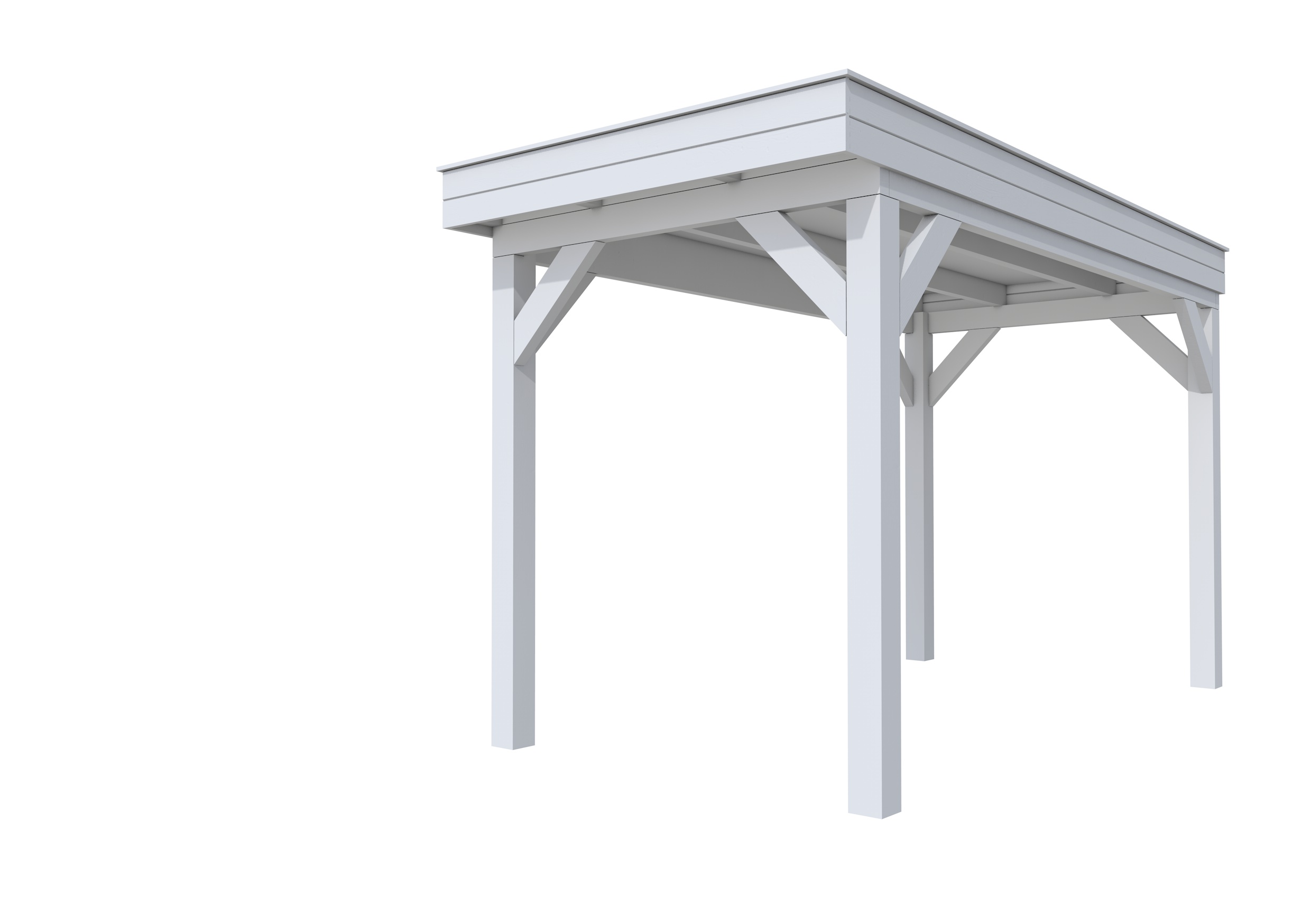 Buitenverblijf plat dak Premium I, vuren, basismodel XXL/A, 207x399 cm, lichtgrijs gespoten.