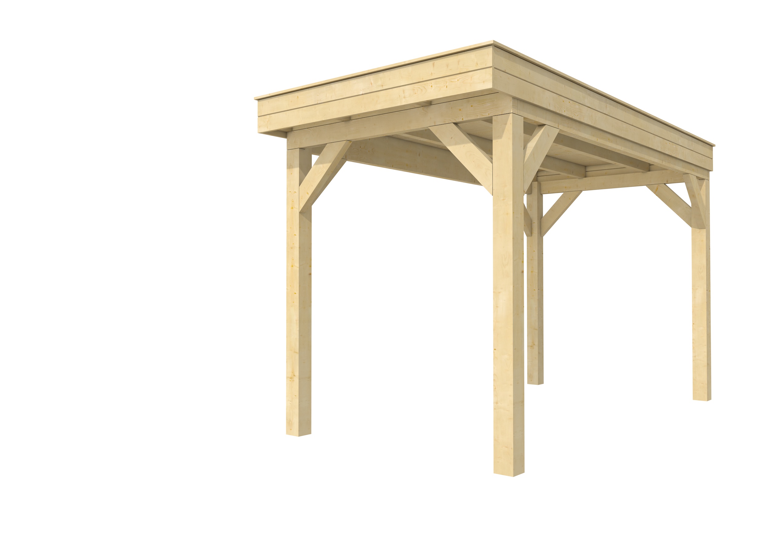 Buitenverblijf plat dak Premium I, vuren, basismodel XXL/A, 207x399 cm, onbehandeld.