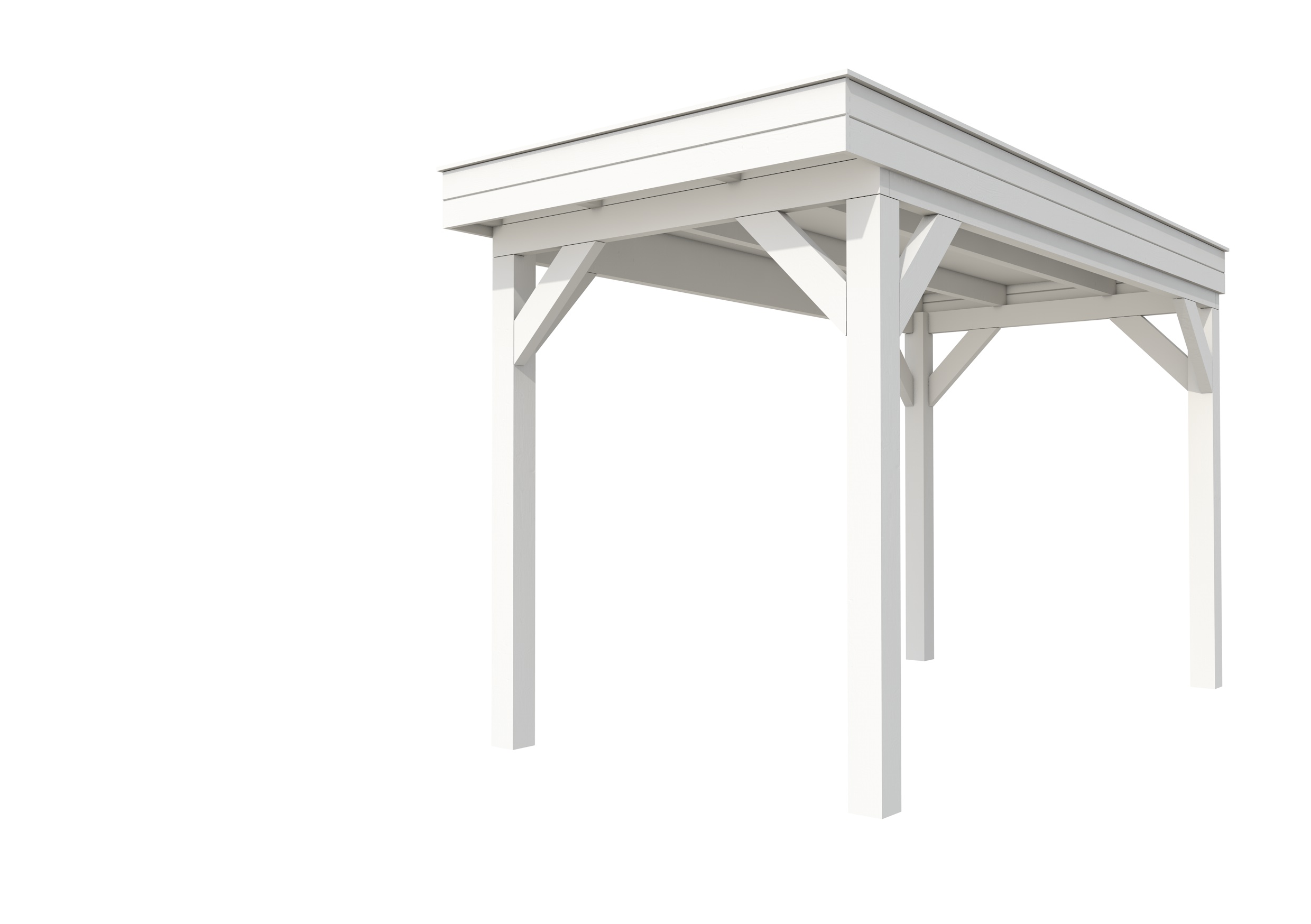 Buitenverblijf plat dak Premium I, vuren, basismodel XXL/A, 207x399 cm, wit gespoten.