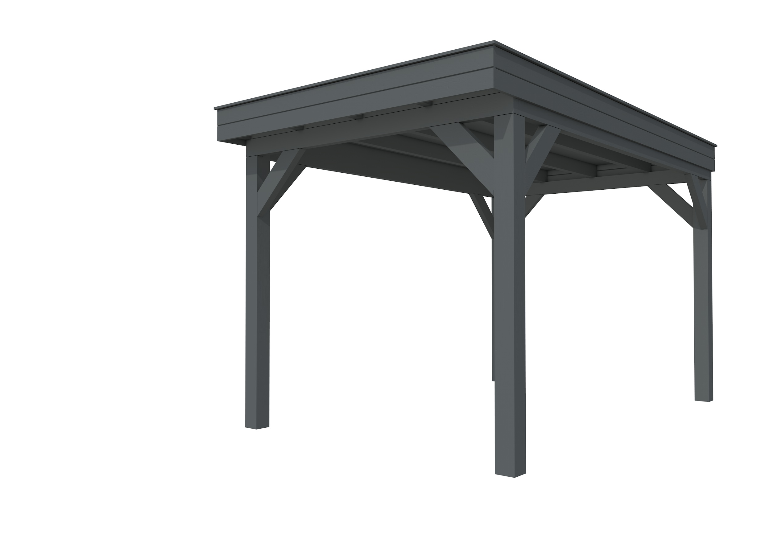 Buitenverblijf plat dak Premium I, vuren, basismodel XXL/B, 257x399 cm, antraciet gespoten.