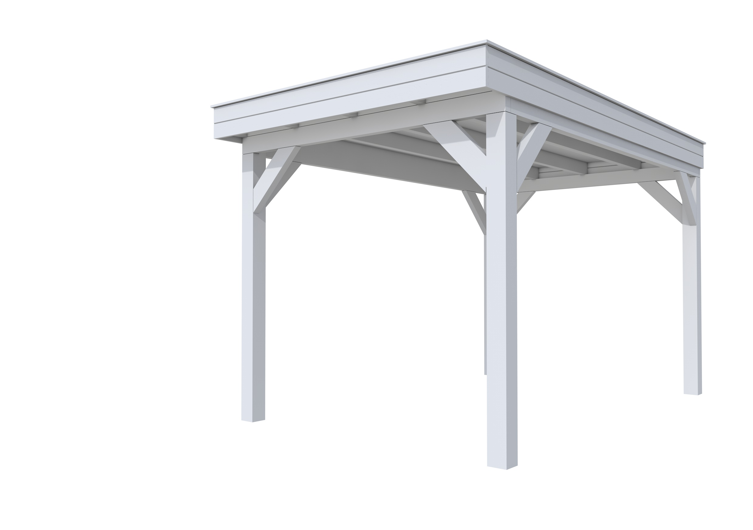 Buitenverblijf plat dak Premium I, vuren, basismodel XXL/B, 257x399 cm, lichtgrijs gespoten.