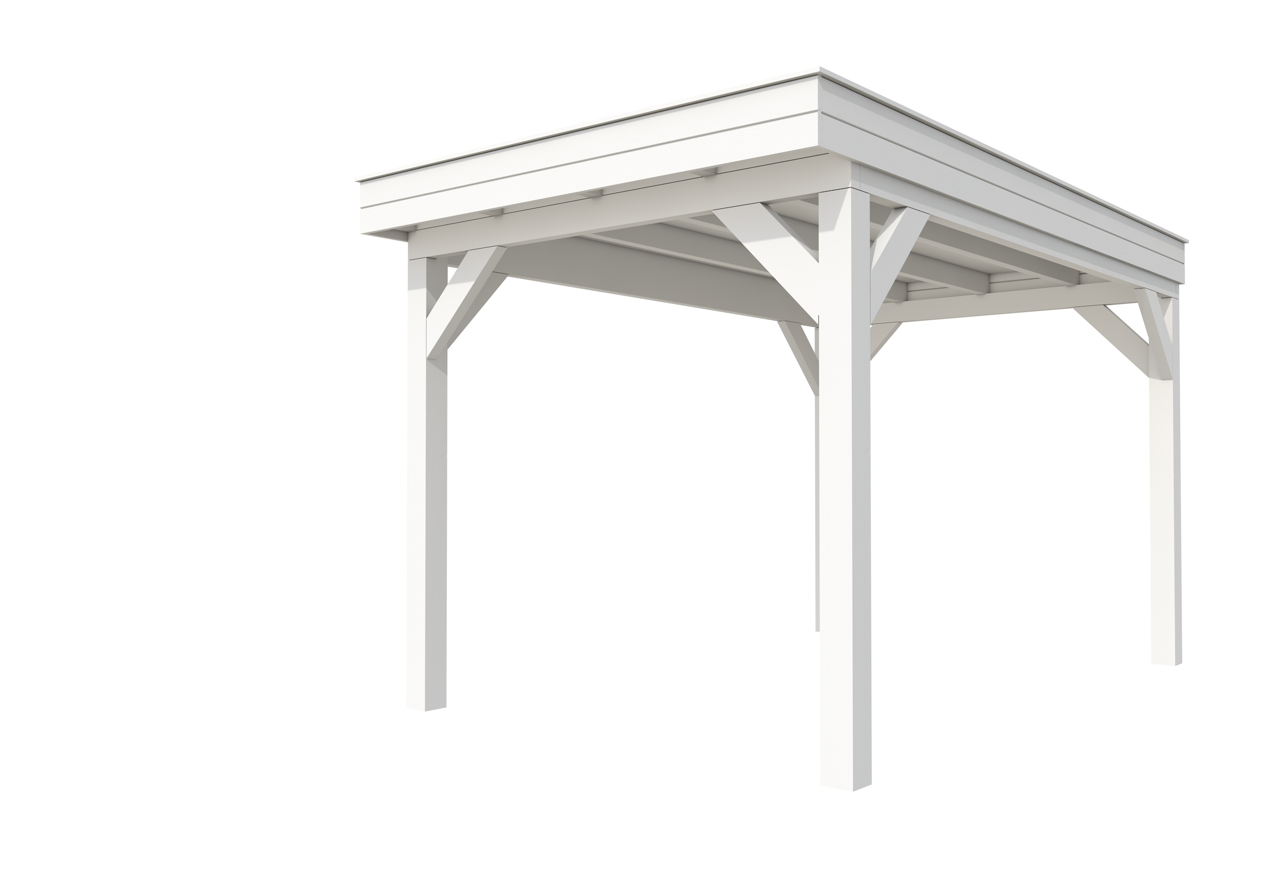 Buitenverblijf plat dak Premium I, vuren, basismodel XXL/B, 257x399 cm, wit gespoten.