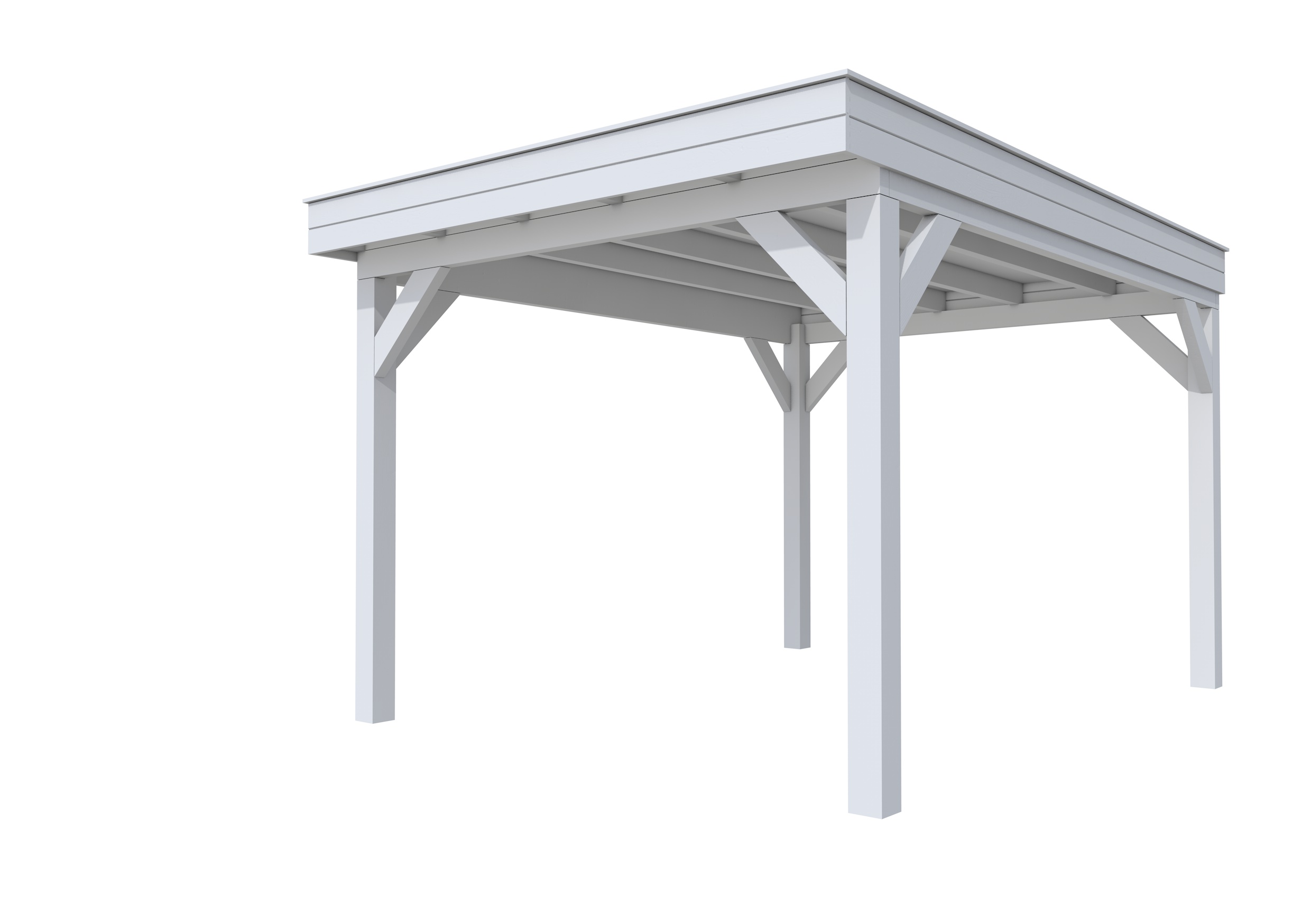 Buitenverblijf plat dak Premium I, vuren, basismodel XXL/C, 307x399 cm, lichtgrijs gespoten.
