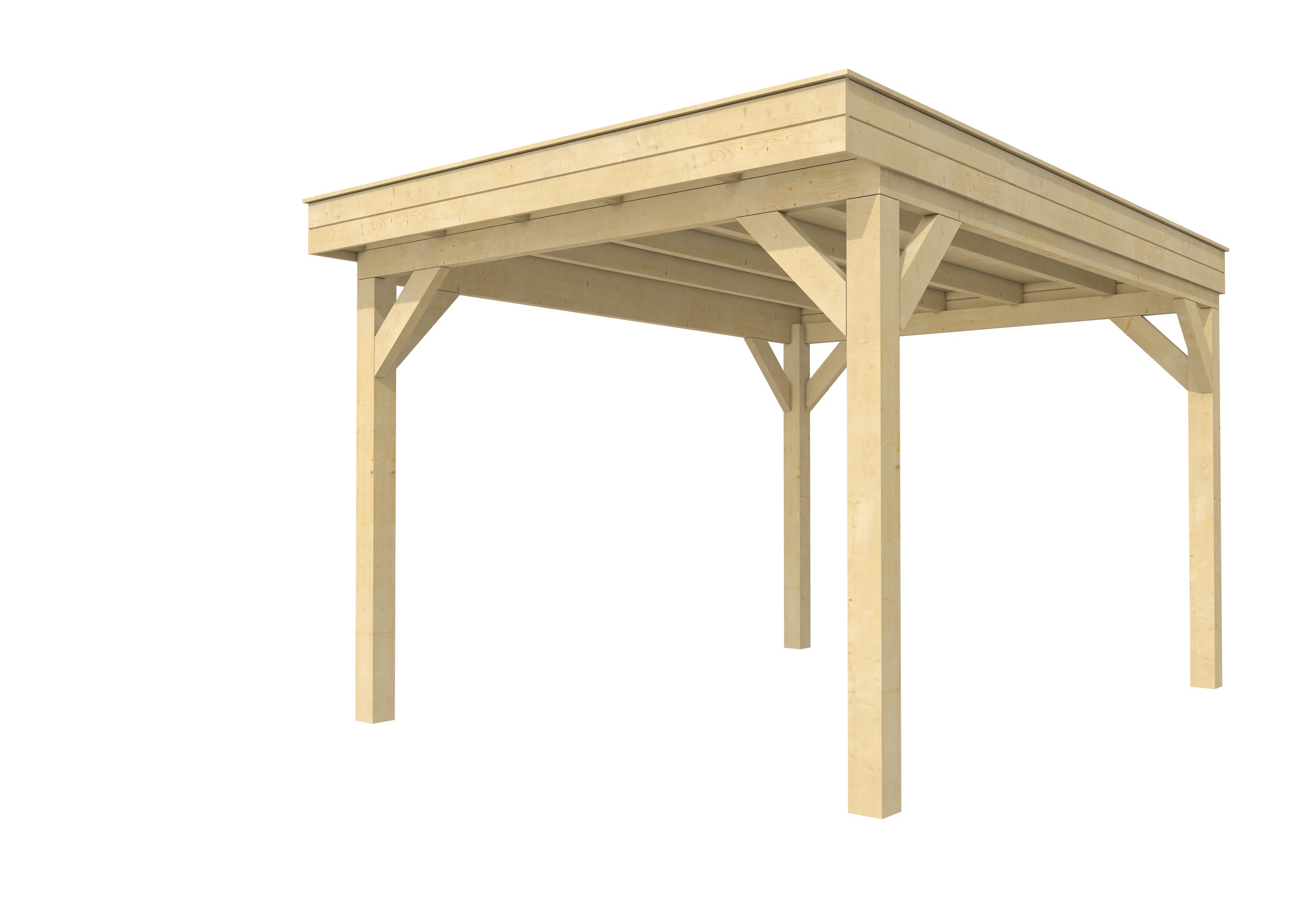 Buitenverblijf plat dak Premium I, vuren, basismodel XXL/C, 307x399 cm, onbehandeld.