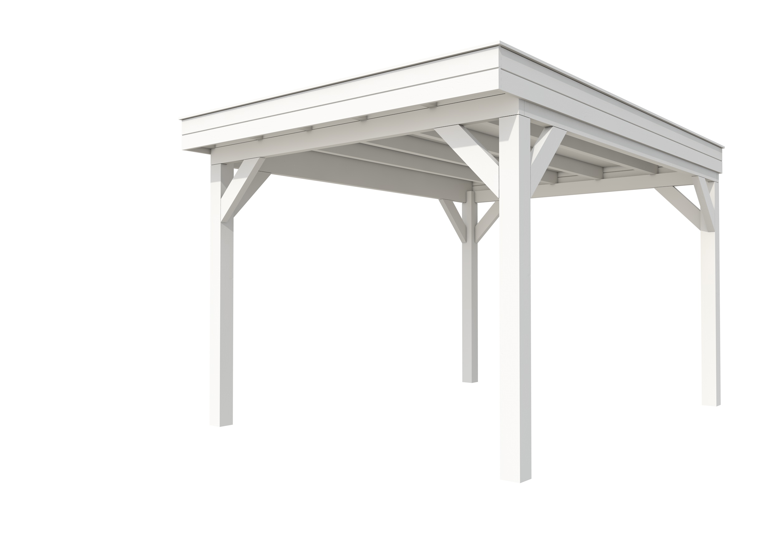 Buitenverblijf plat dak Premium I, vuren, basismodel XXL/C, 307x399 cm, wit gespoten.