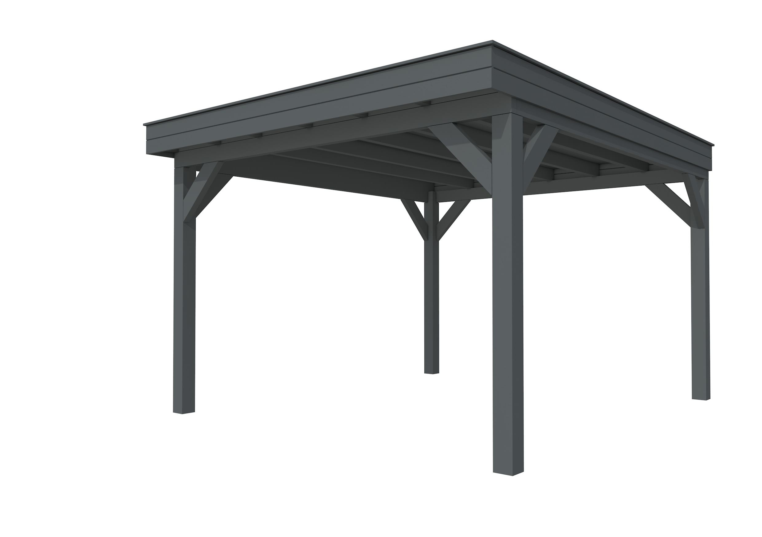 Buitenverblijf plat dak Premium I, vuren, basismodel XXL/D, 357x399 cm, antraciet gespoten.