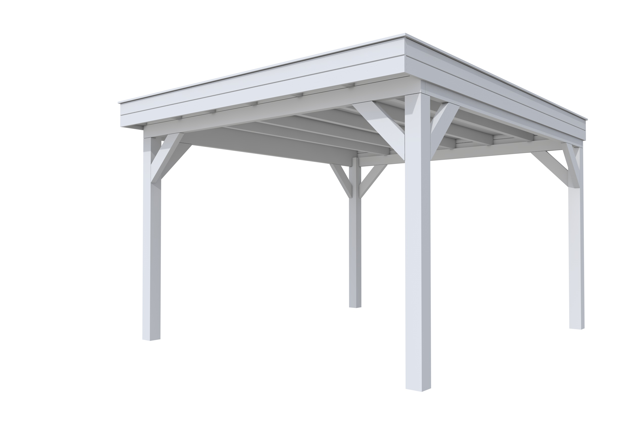 Buitenverblijf plat dak Premium I, vuren, basismodel XXL/D, 357x399 cm, lichtgrijs gespoten.