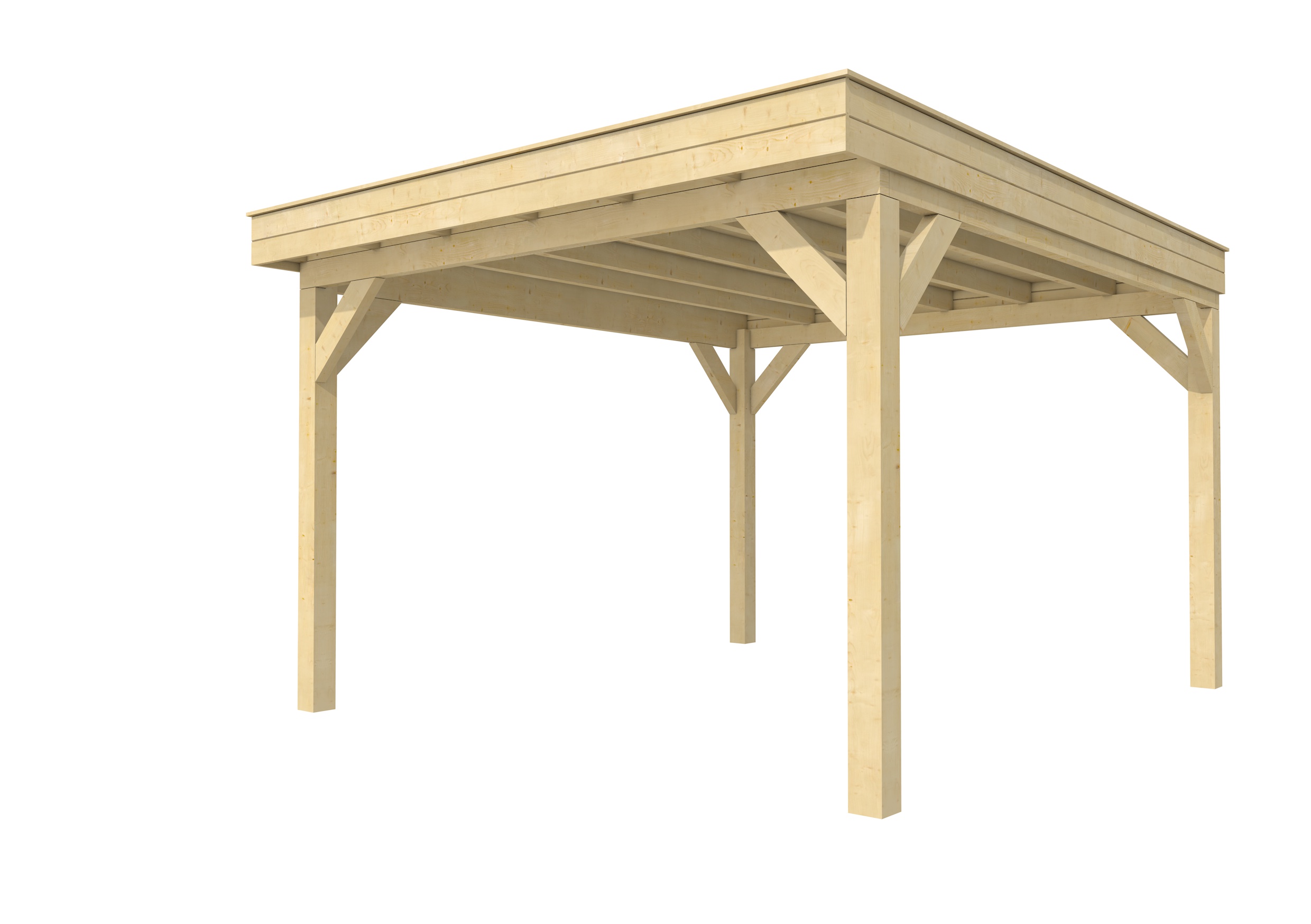 Buitenverblijf plat dak Premium I, vuren, basismodel XXL/D, 357x399 cm, onbehandeld.
