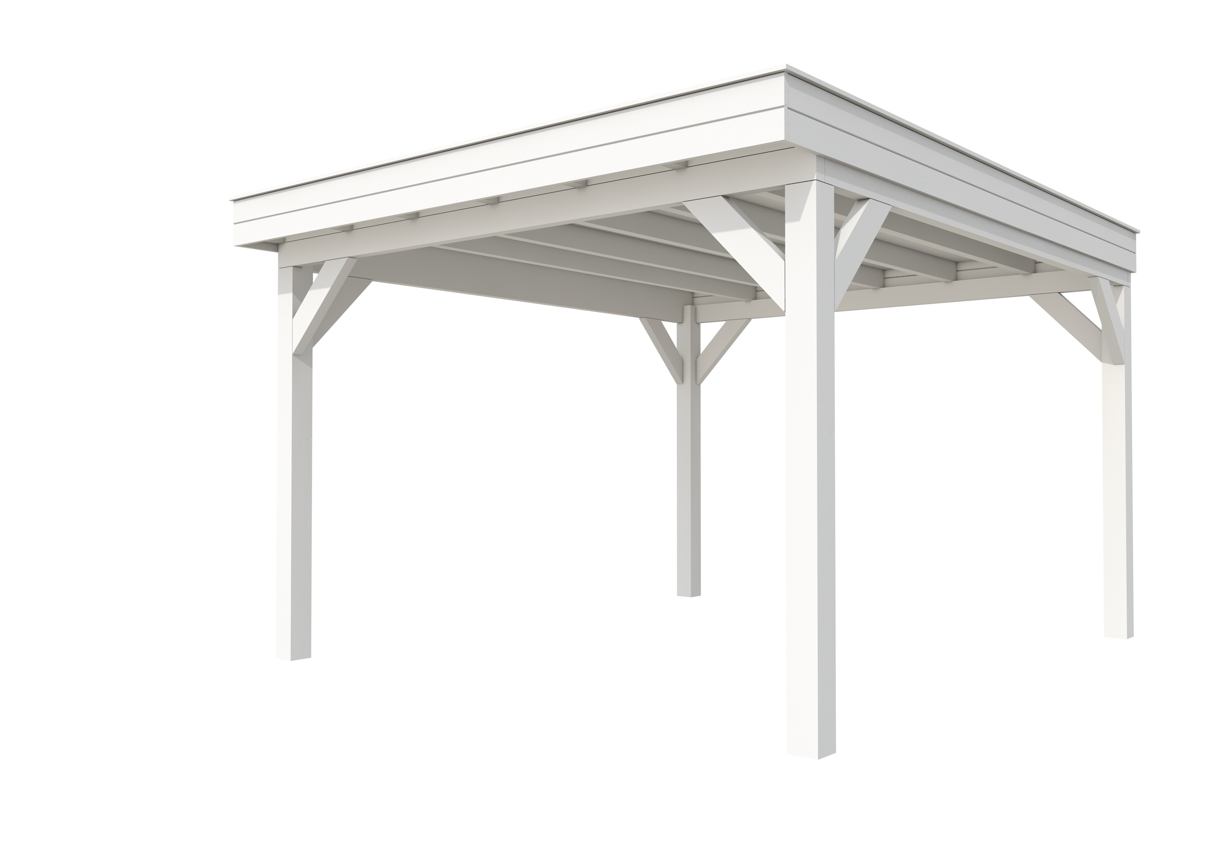 Buitenverblijf plat dak Premium I, vuren, basismodel XXL/D, 357x399 cm, wit gespoten.