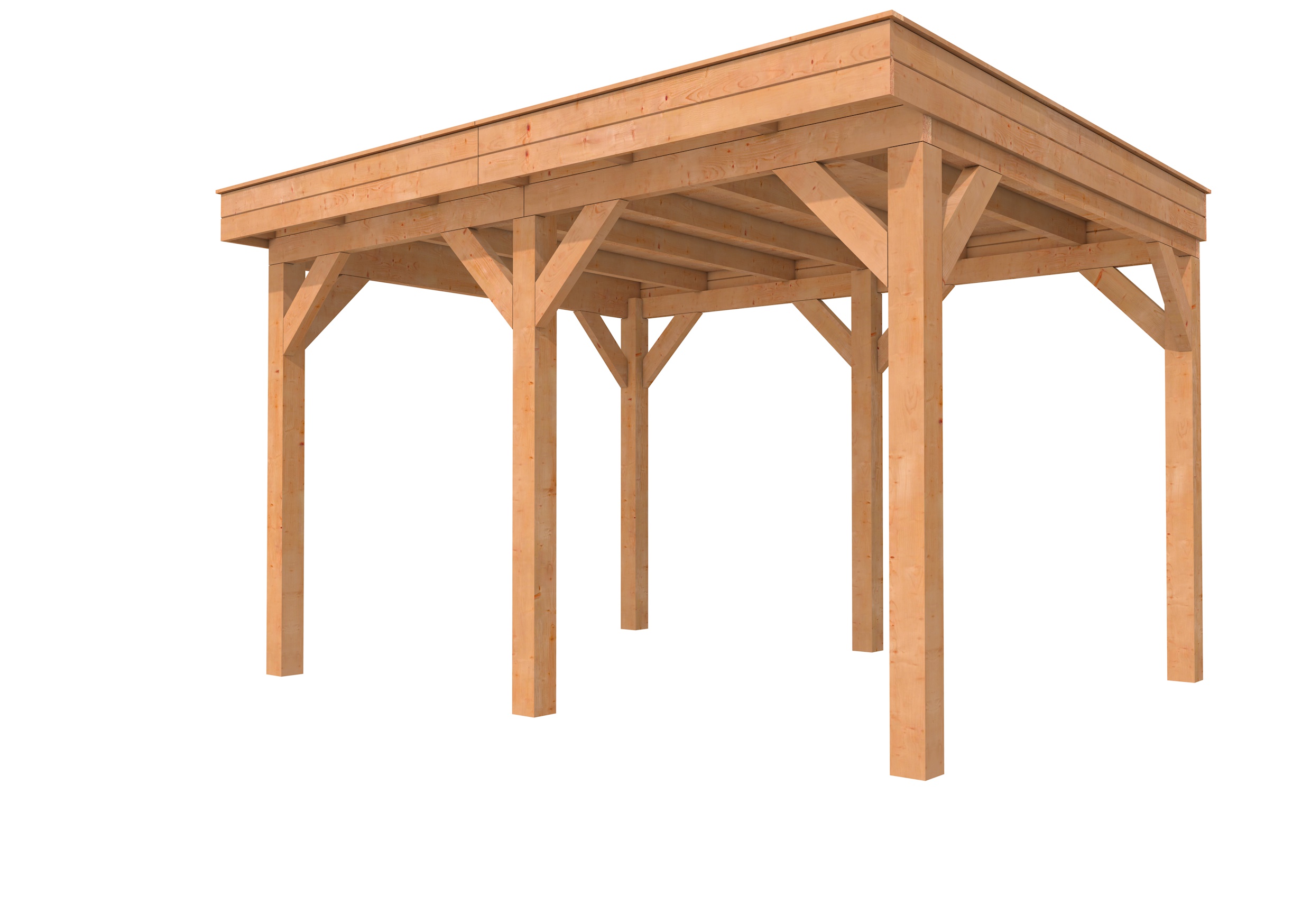 Buitenverblijf plat dak Premium II, douglas, basismodel L/A, 399x307 cm, onbehandeld.