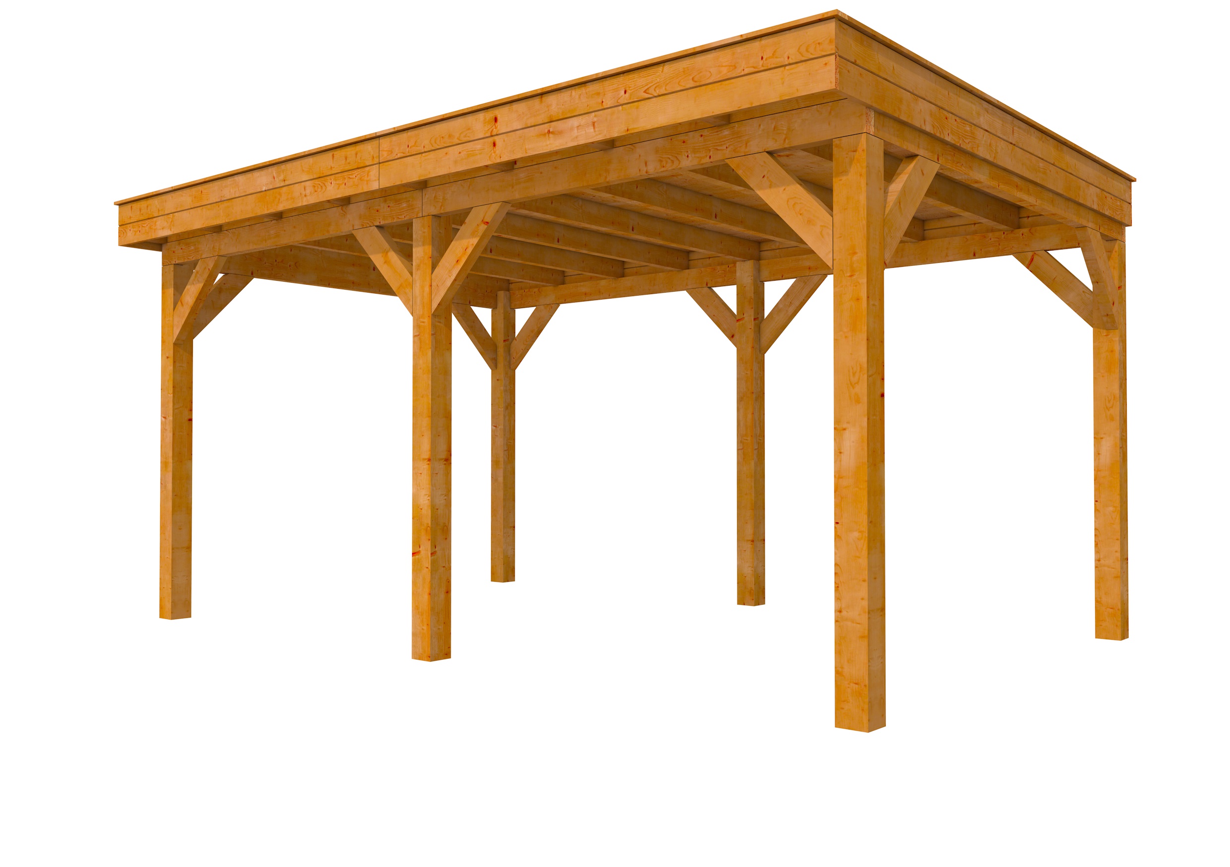 Buitenverblijf plat dak Premium II, douglas, basismodel L/B, 499x307 cm, transparant gespoten.