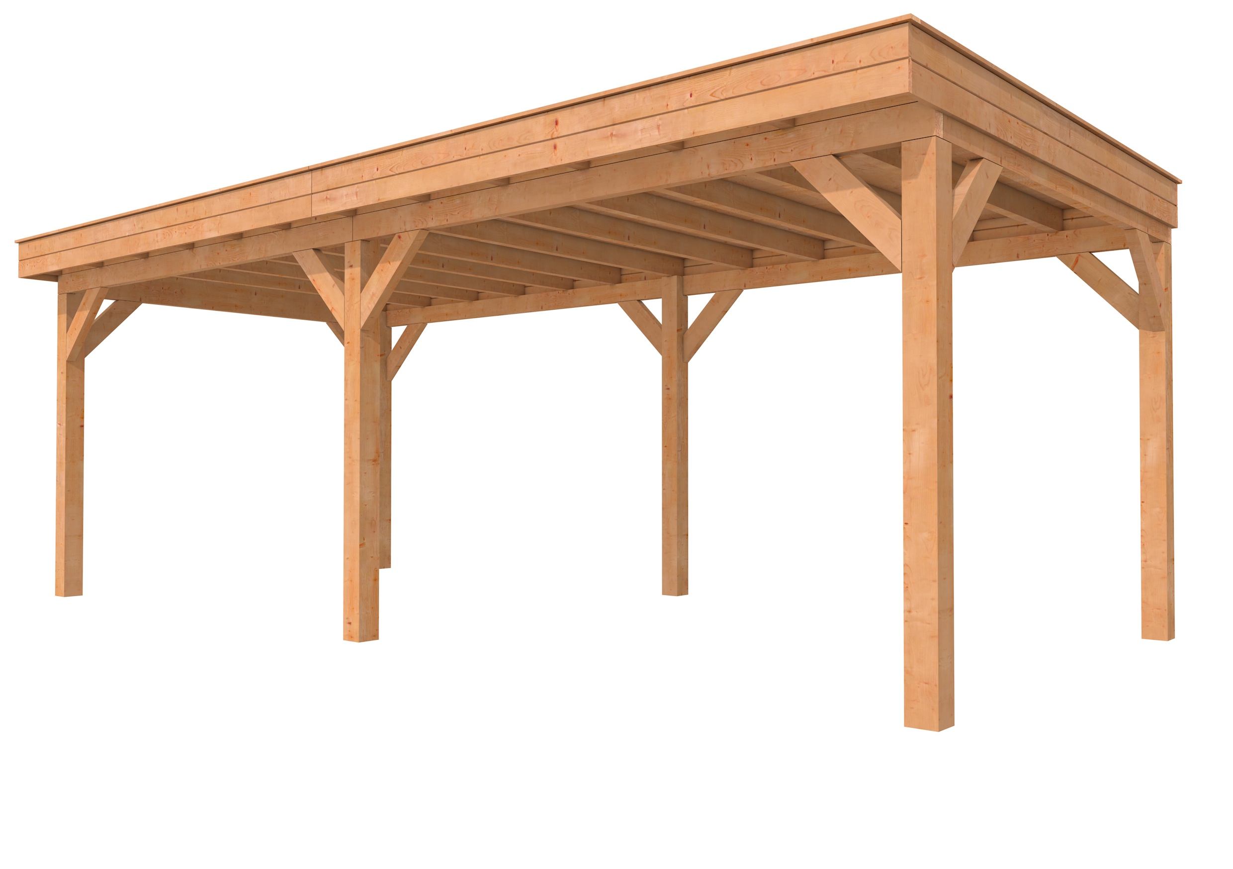 Buitenverblijf plat dak Premium II, douglas, basismodel L/D, 699x307 cm, onbehandeld.