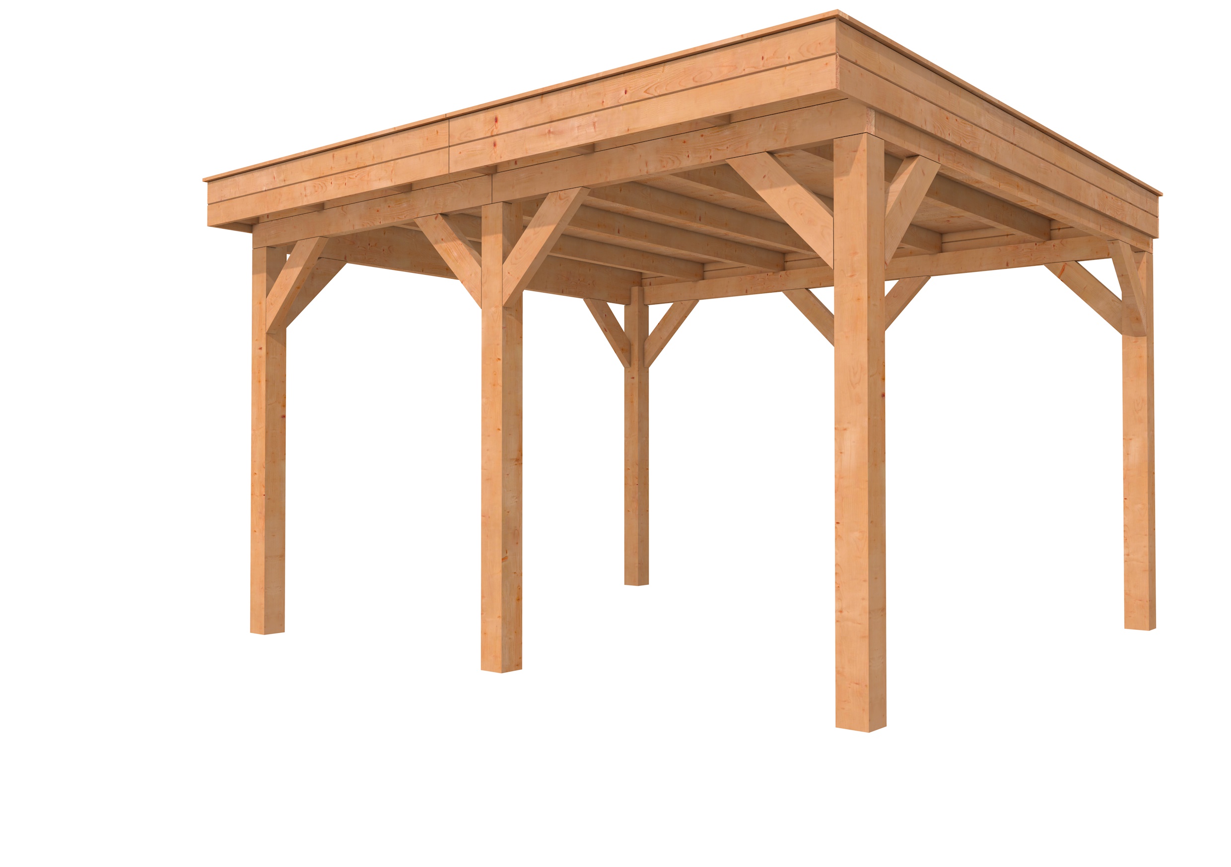 Buitenverblijf plat dak Premium II, douglas, basismodel XL/A, 399x357 cm, onbehandeld.