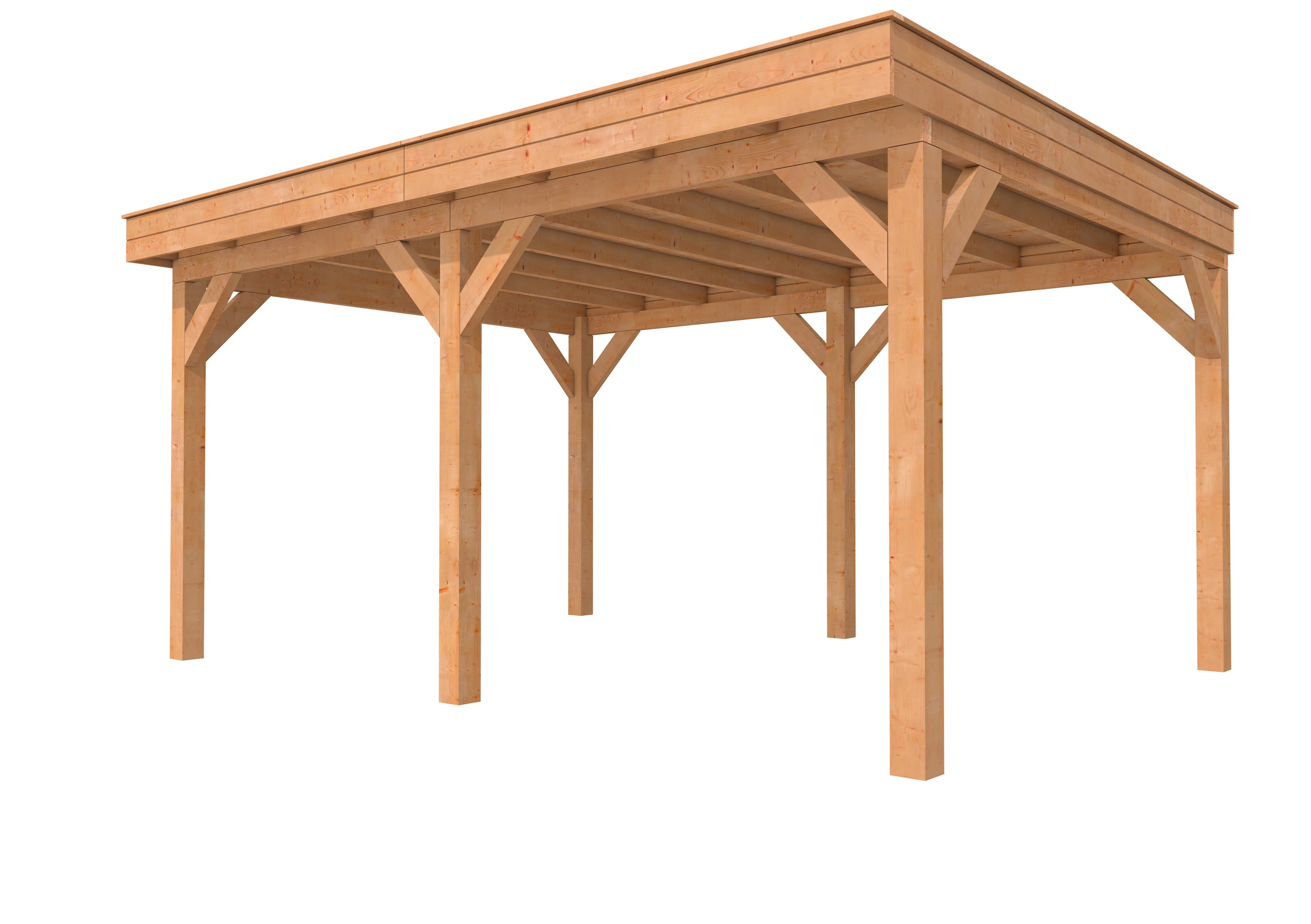 Buitenverblijf plat dak Premium II, douglas, basismodel XL/B, 499x357 cm, onbehandeld.