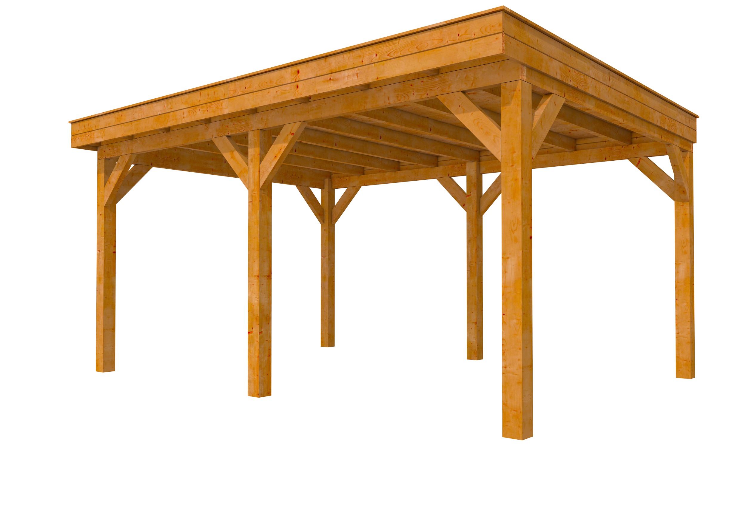 Buitenverblijf plat dak Premium II, douglas, basismodel XL/B, 499x357 cm, transparant gespoten.