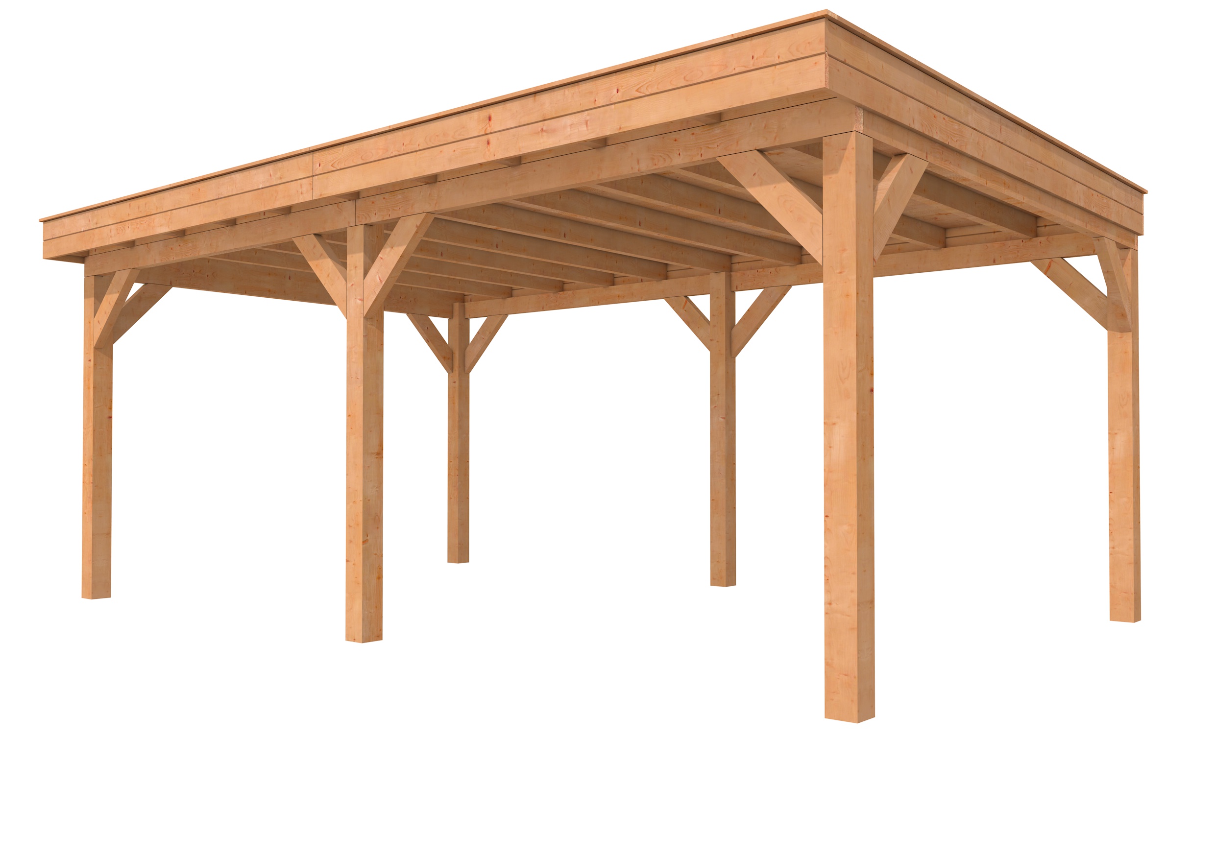 Buitenverblijf plat dak Premium II, douglas, basismodel XL/C, 599x357 cm, onbehandeld.