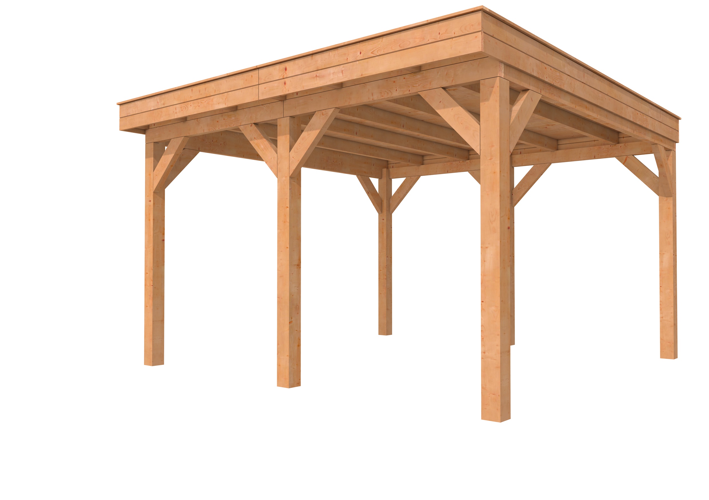 Buitenverblijf plat dak Premium II, douglas, basismodel XXL/A, 399x399 cm, onbehandeld.