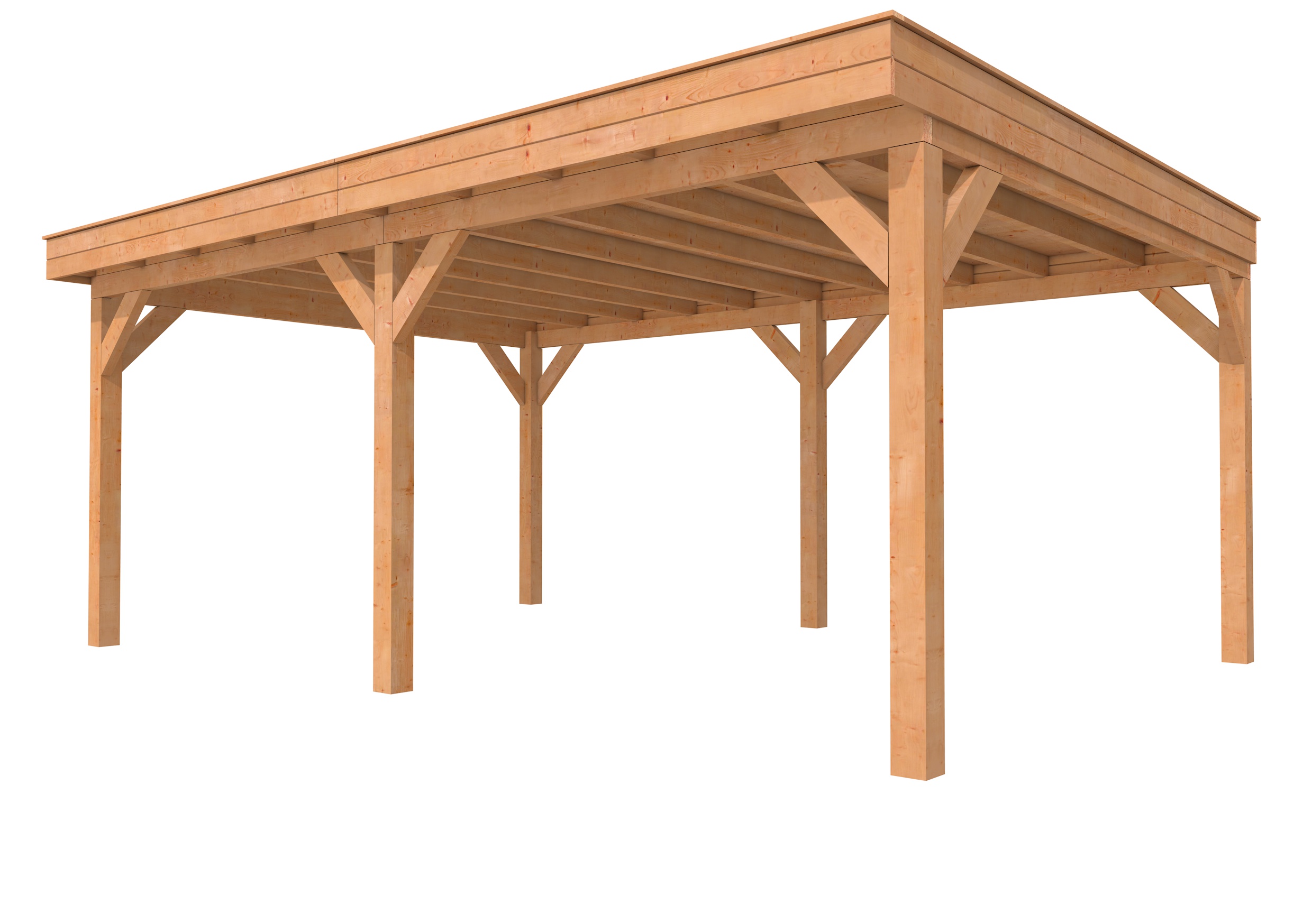 Buitenverblijf plat dak Premium II, douglas, basismodel XXL/C, 599x399 cm, onbehandeld.