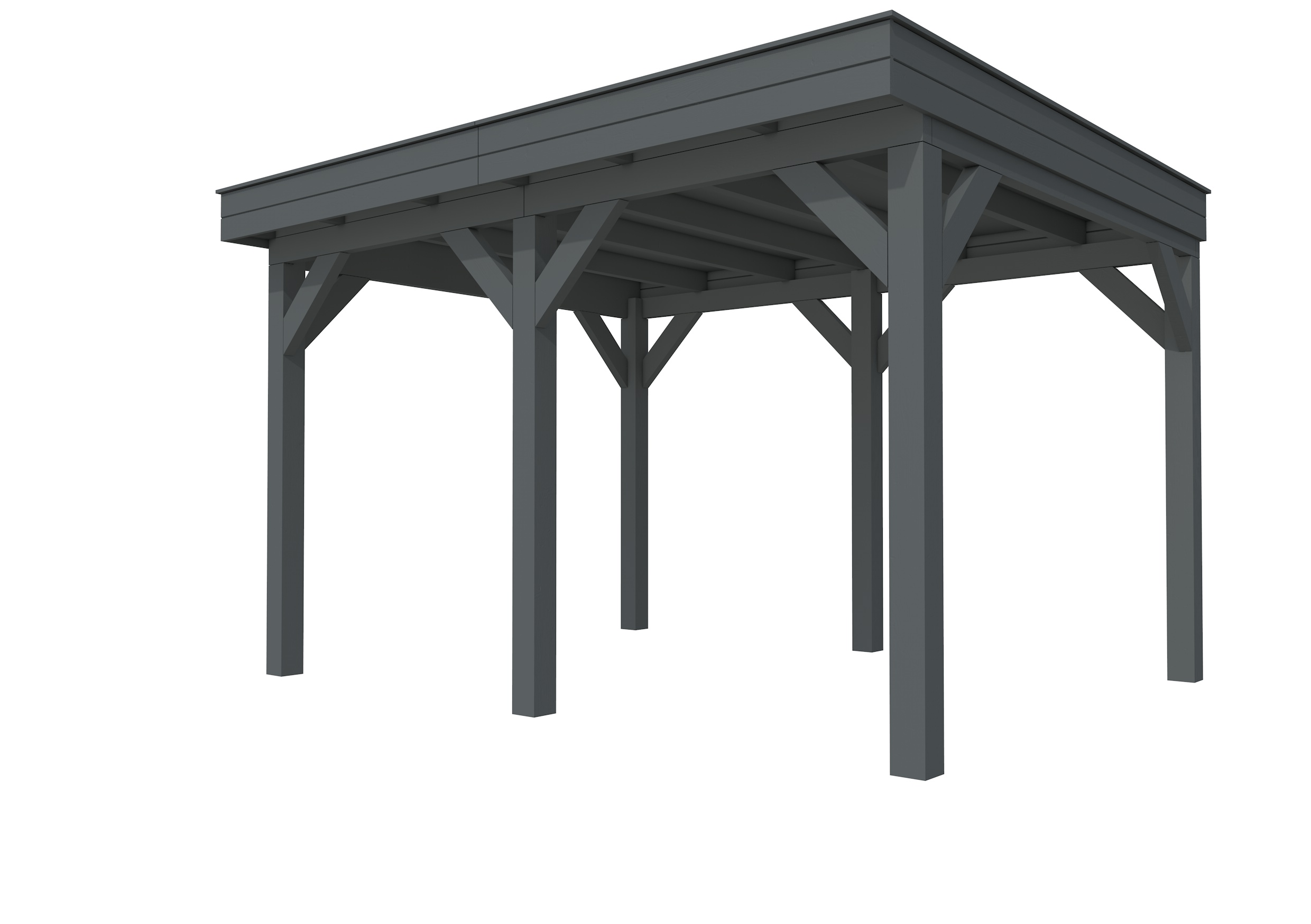 Buitenverblijf plat dak Premium II, vuren, basismodel L/A, 399x307 cm, antraciet gespoten.