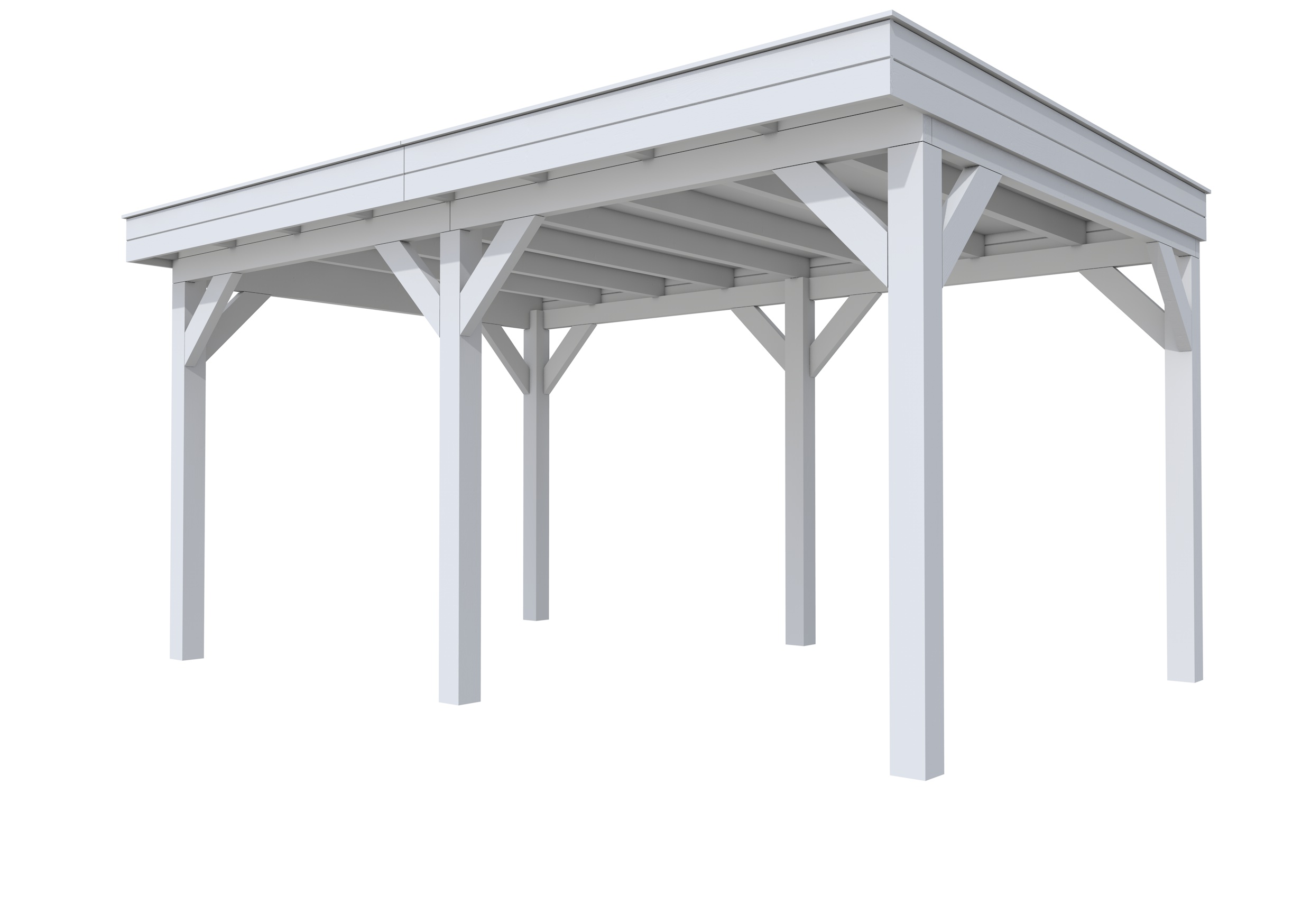 Buitenverblijf plat dak Premium II, vuren, basismodel L/B, 499x307 cm, lichtgrijs gespoten.