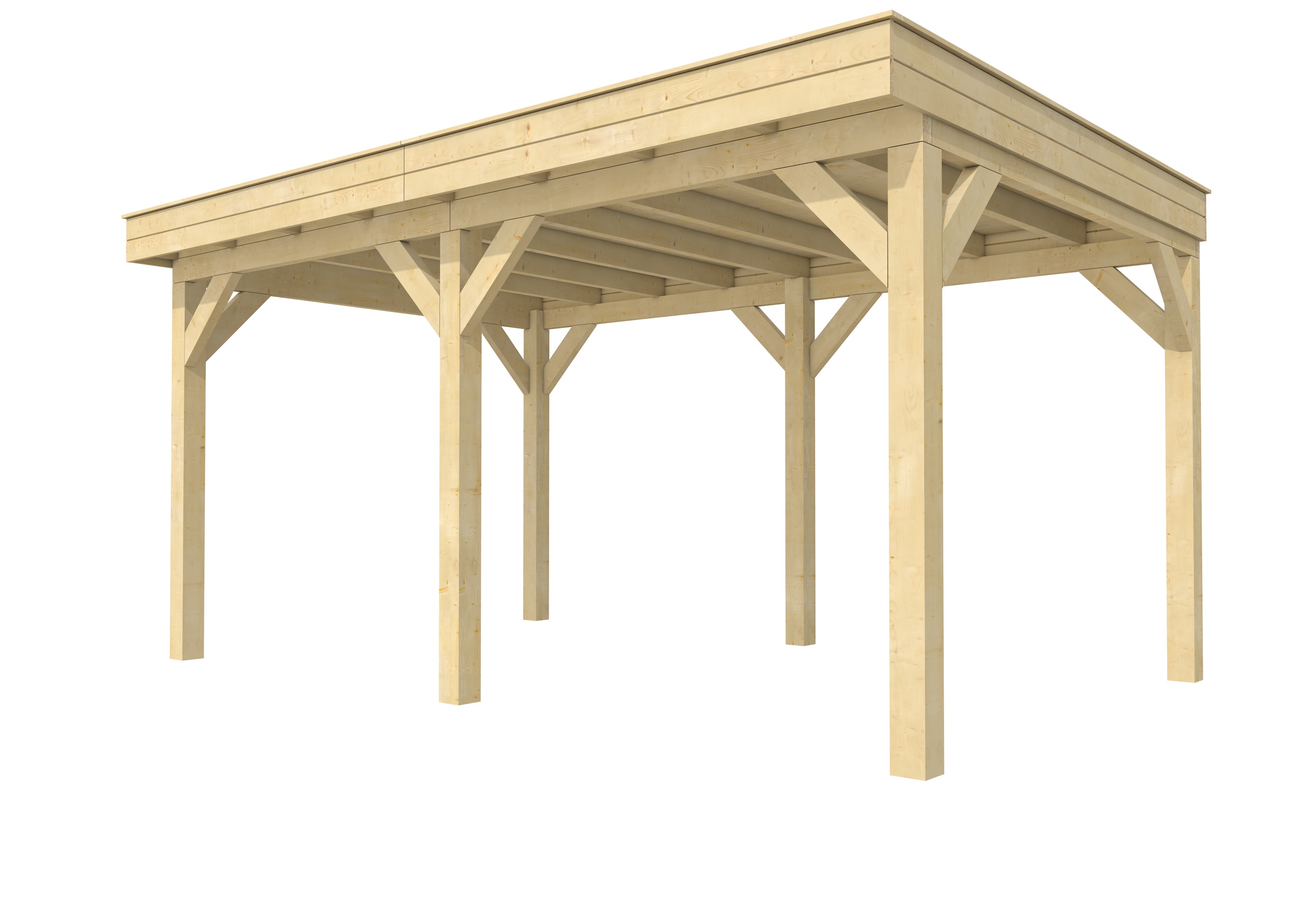 Buitenverblijf plat dak Premium II, vuren, basismodel L/B, 499x307 cm, onbehandeld.