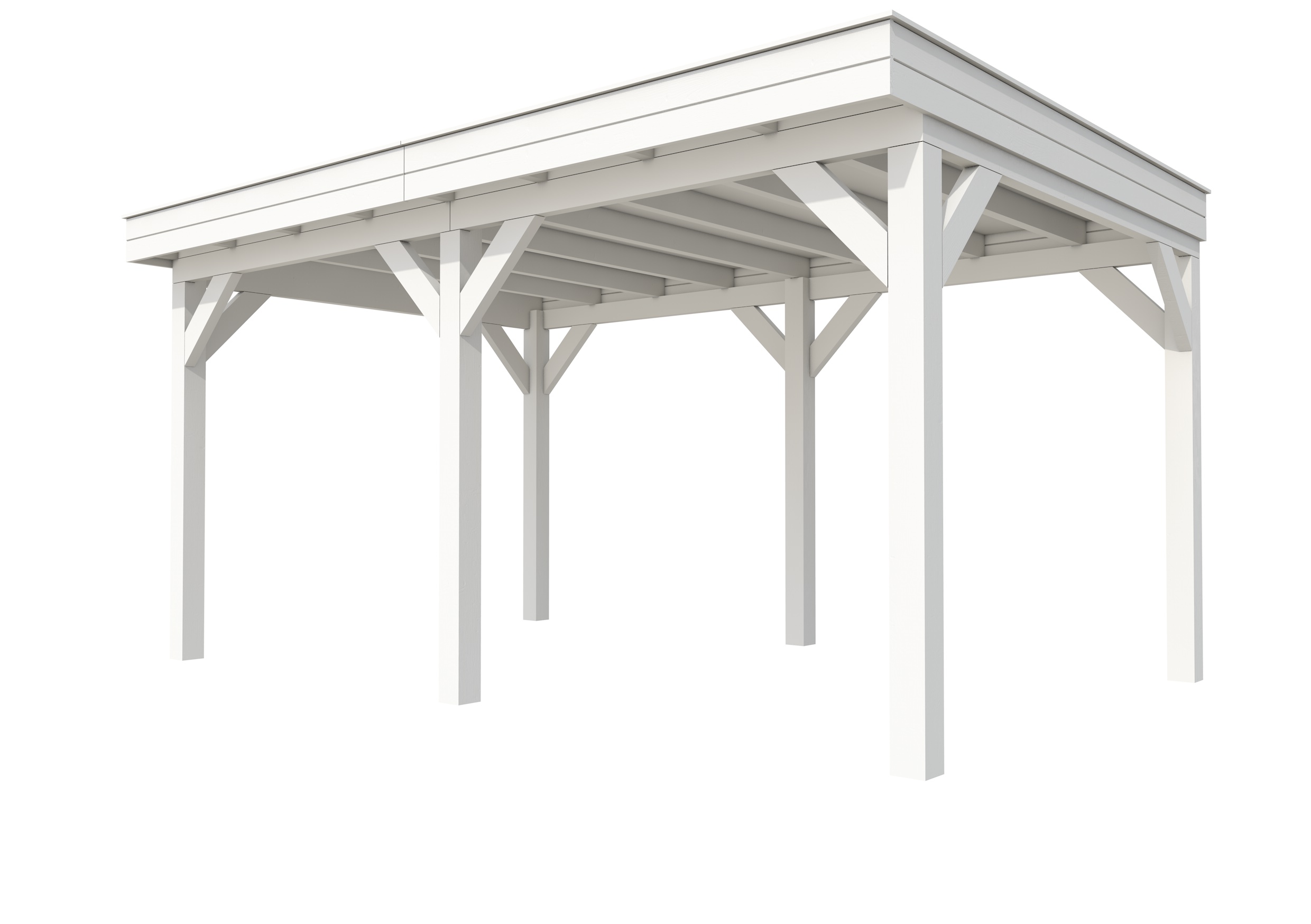 Buitenverblijf plat dak Premium II, vuren, basismodel L/B, 499x307 cm, wit gespoten.