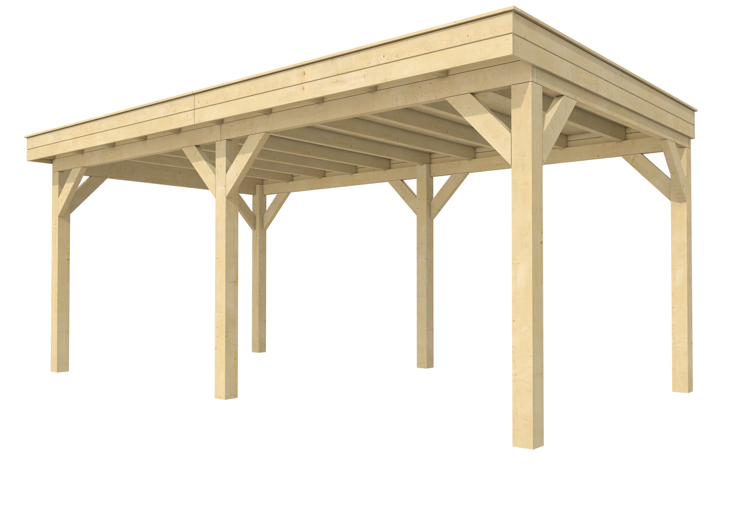 Buitenverblijf plat dak Premium II, vuren, basismodel L/C, 599x307 cm, onbehandeld.