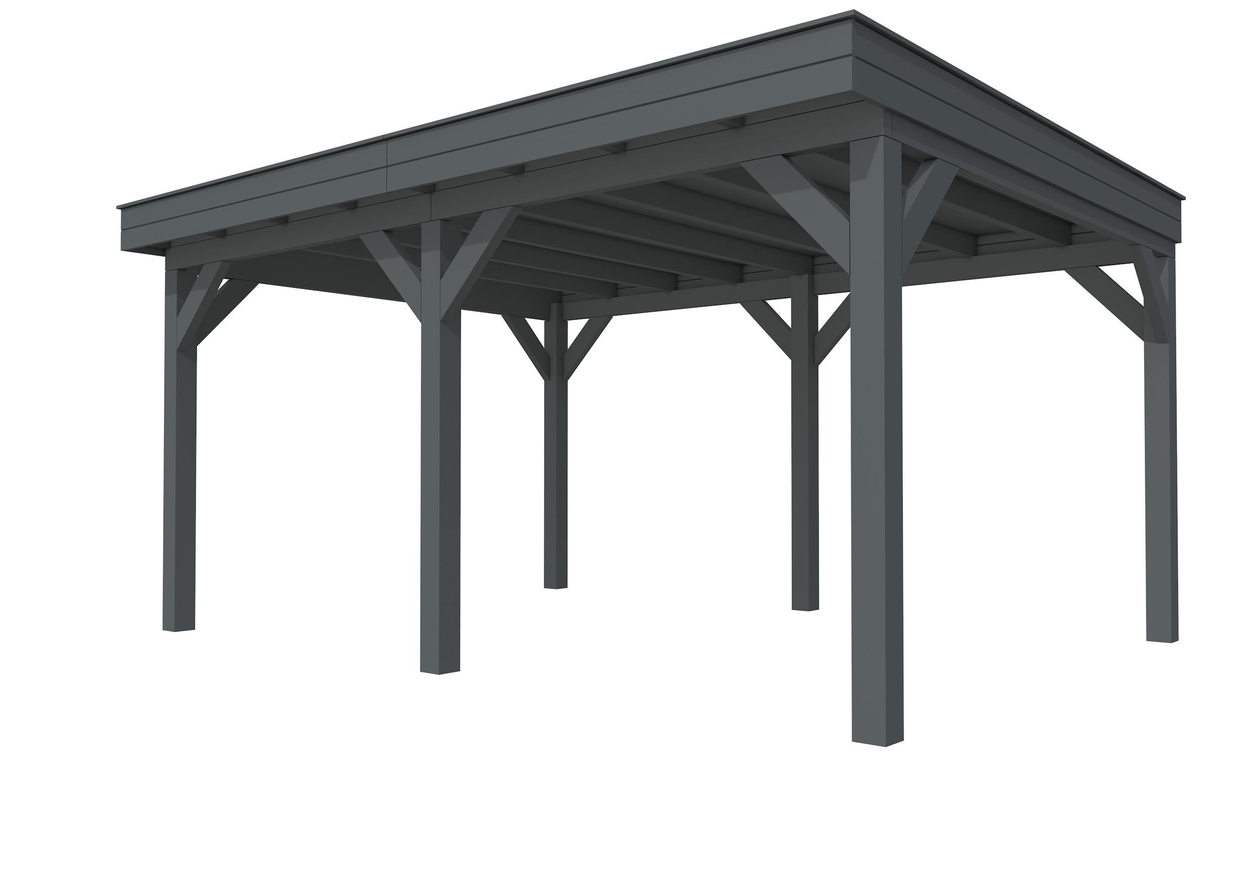 Buitenverblijf plat dak Premium II, vuren, basismodel XL/B, 499x357 cm, antraciet gespoten.