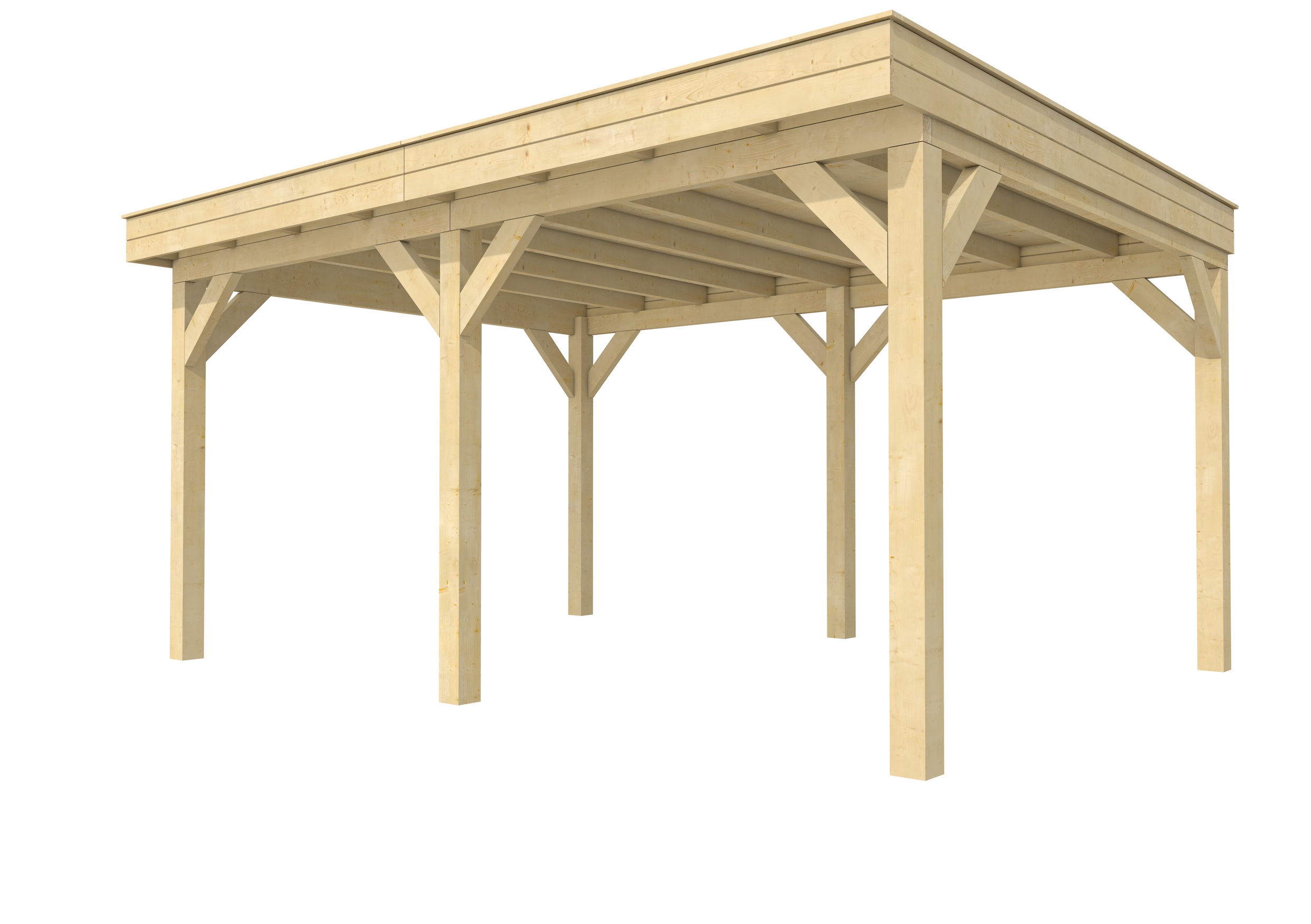 Buitenverblijf plat dak Premium II, vuren, basismodel XL/B, 499x357 cm, onbehandeld.