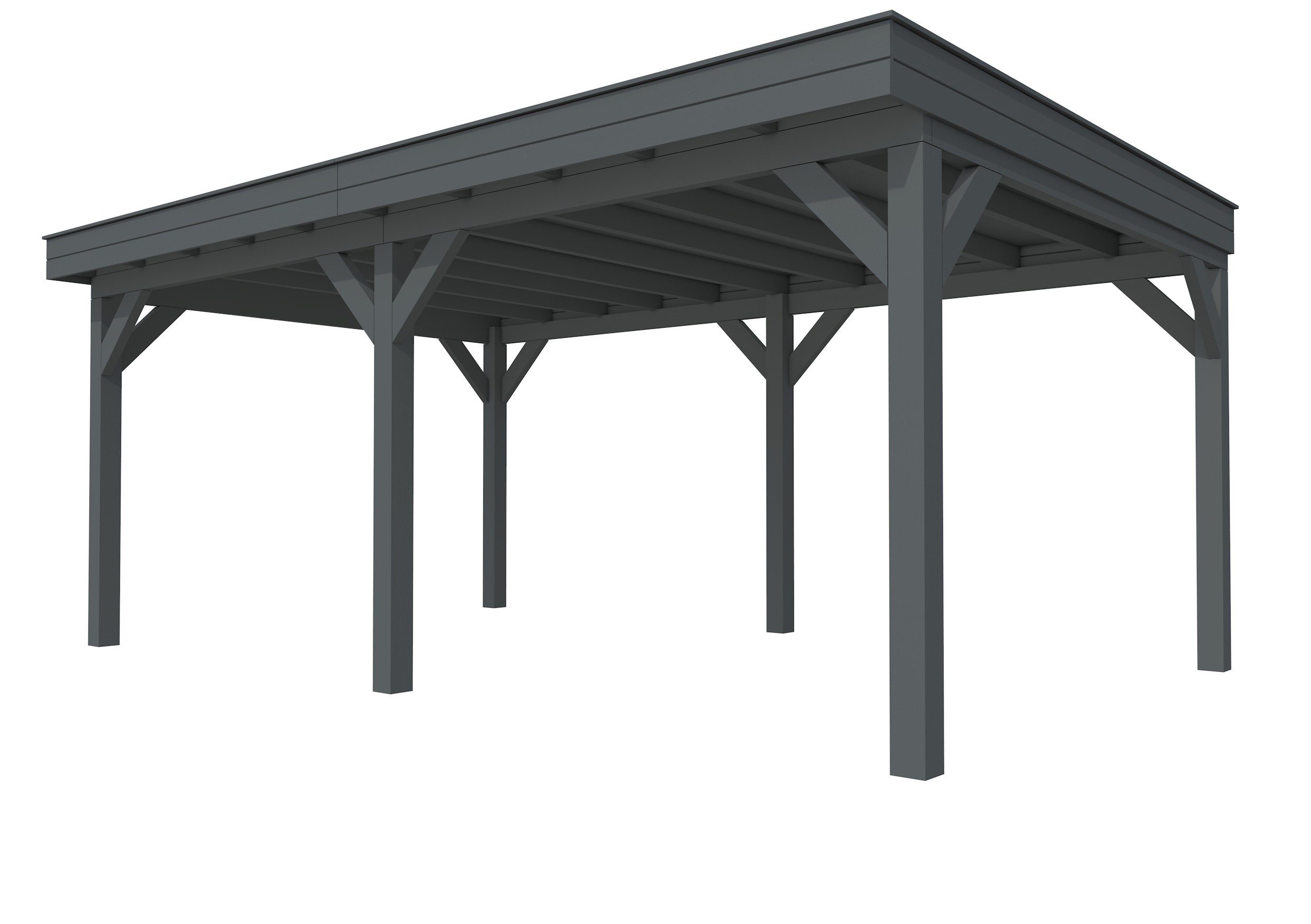 Buitenverblijf plat dak Premium II, vuren, basismodel XL/C, 599x357 cm, antraciet gespoten.