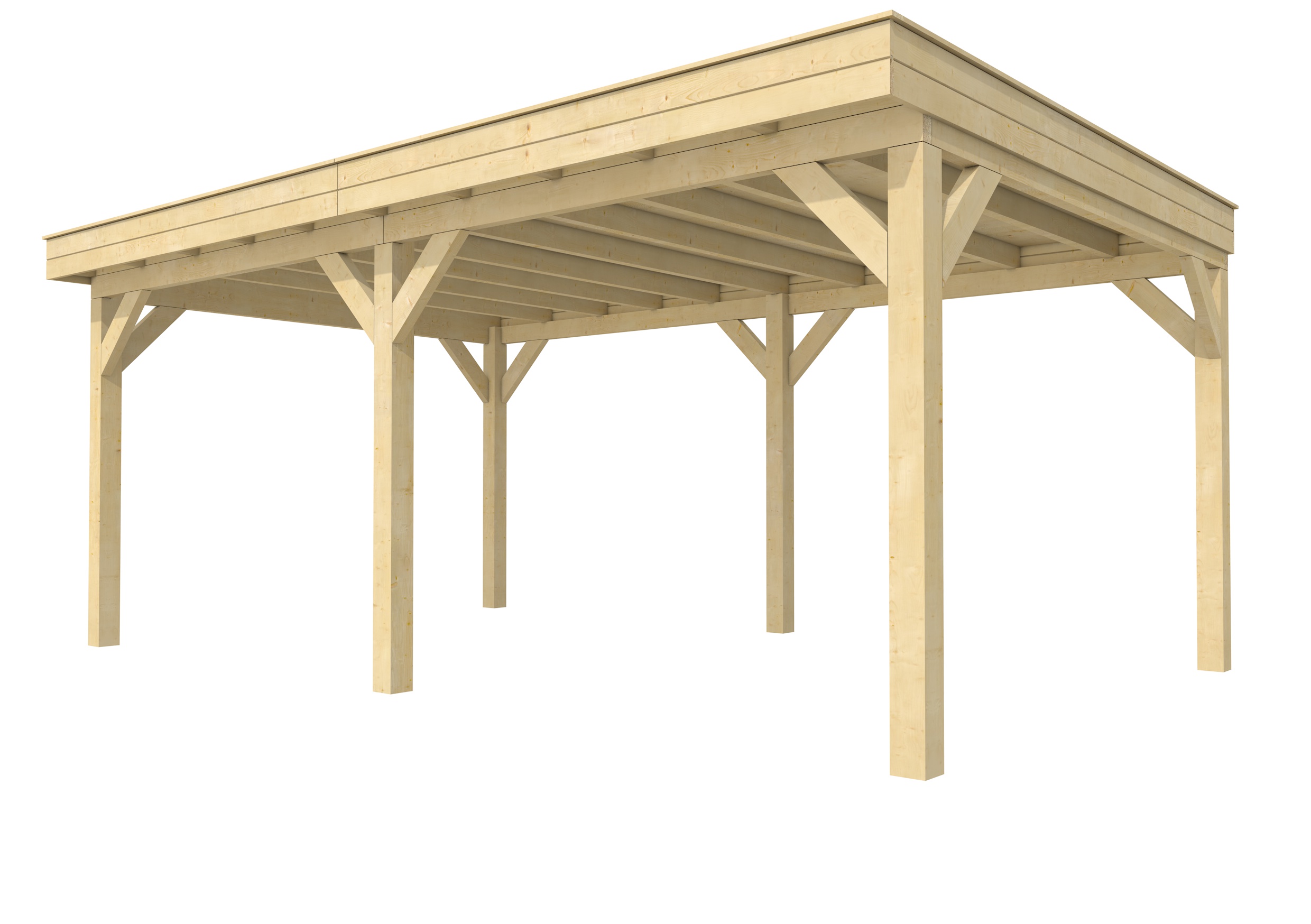 Buitenverblijf plat dak Premium II, vuren, basismodel XL/C, 599x357 cm, onbehandeld.