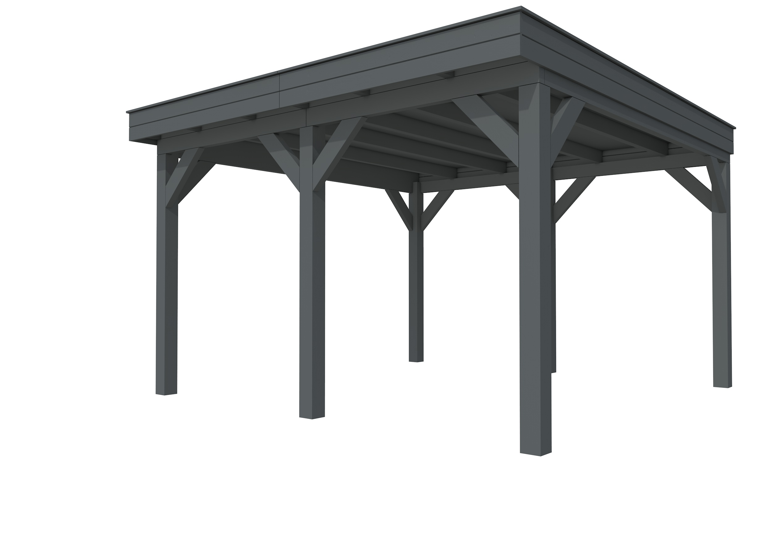 Buitenverblijf plat dak Premium II, vuren, basismodel XXL/A, 399x399 cm, antraciet gespoten.