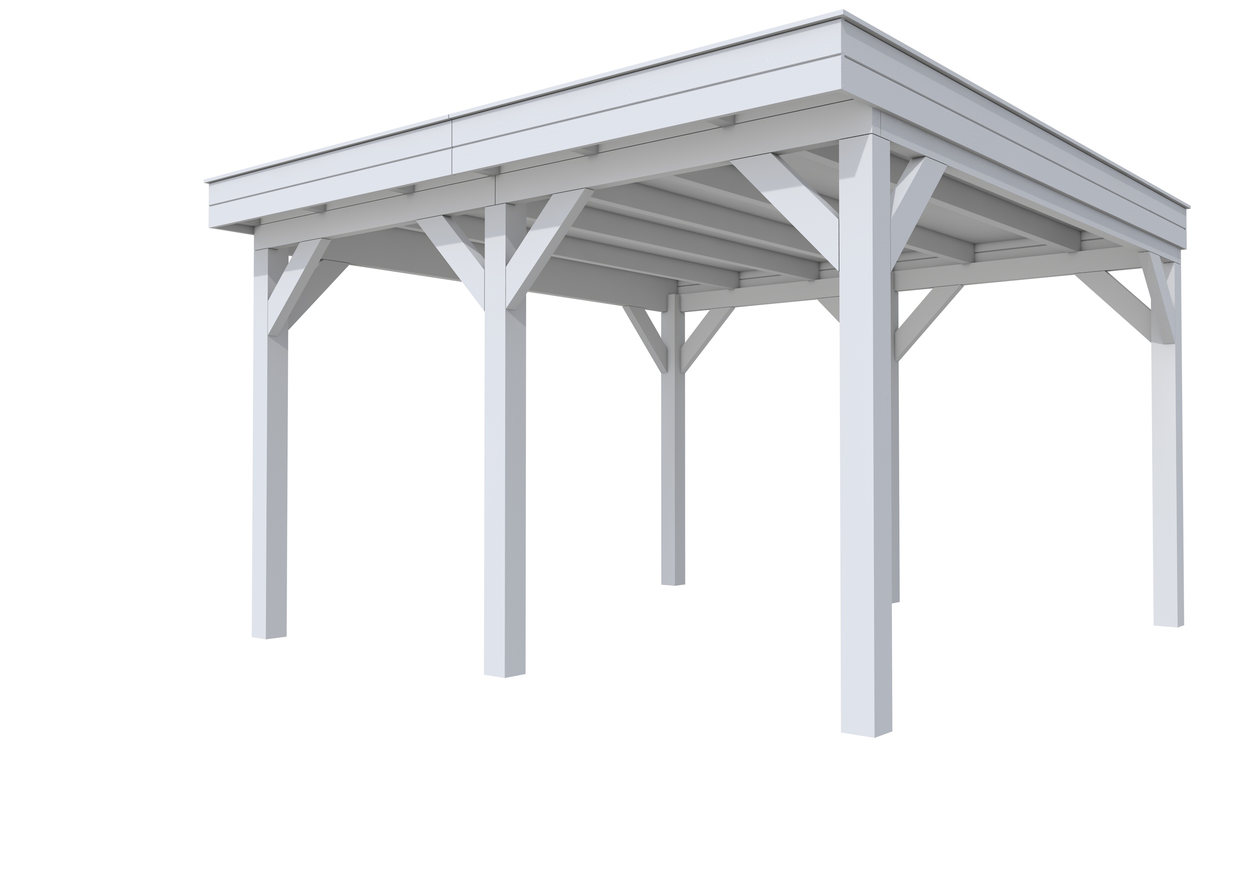 Buitenverblijf plat dak Premium II, vuren, basismodel XXL/A, 399x399 cm, lichtgrijs gespoten.
