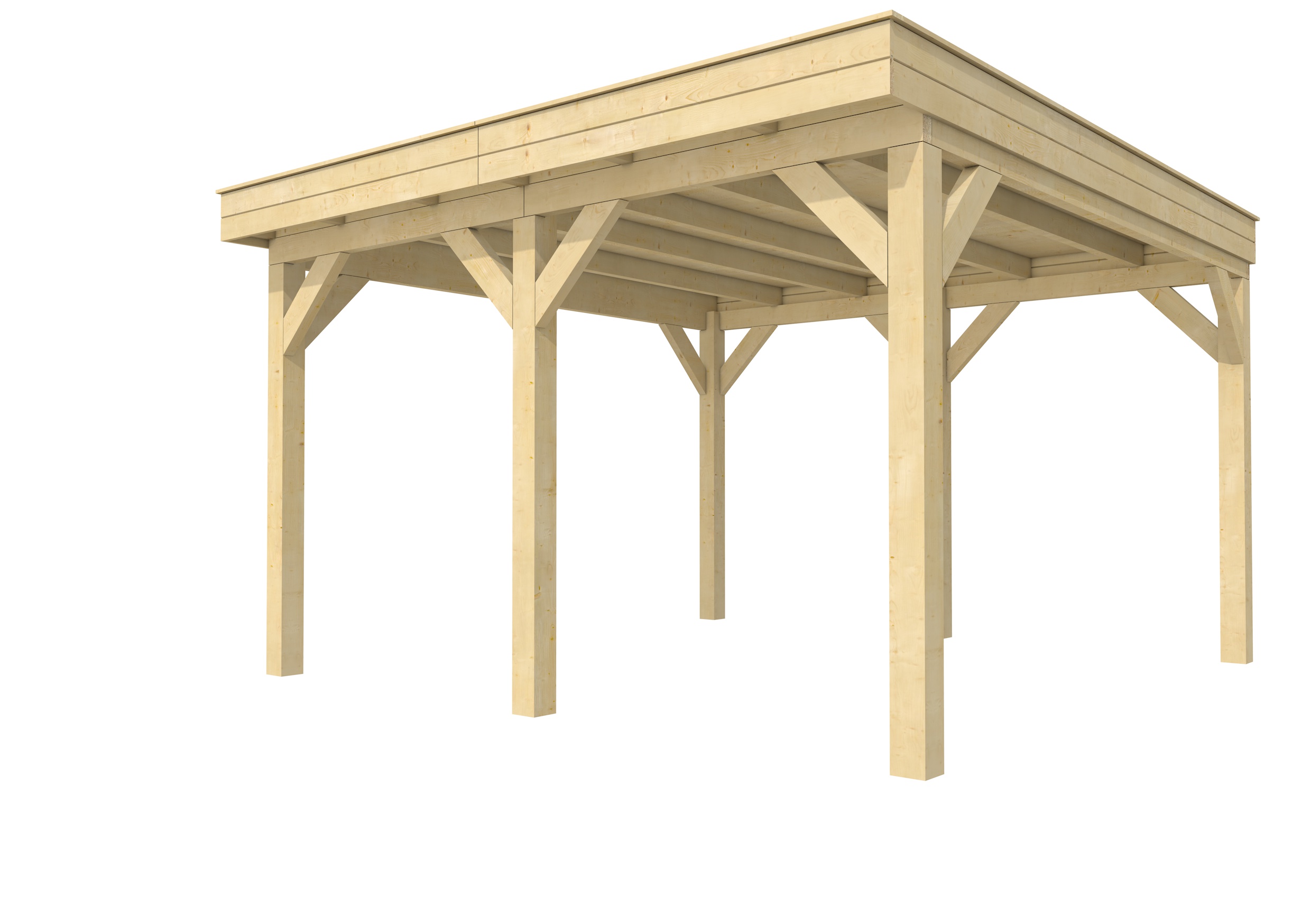 Buitenverblijf plat dak Premium II, vuren, basismodel XXL/A, 399x399 cm, onbehandeld.