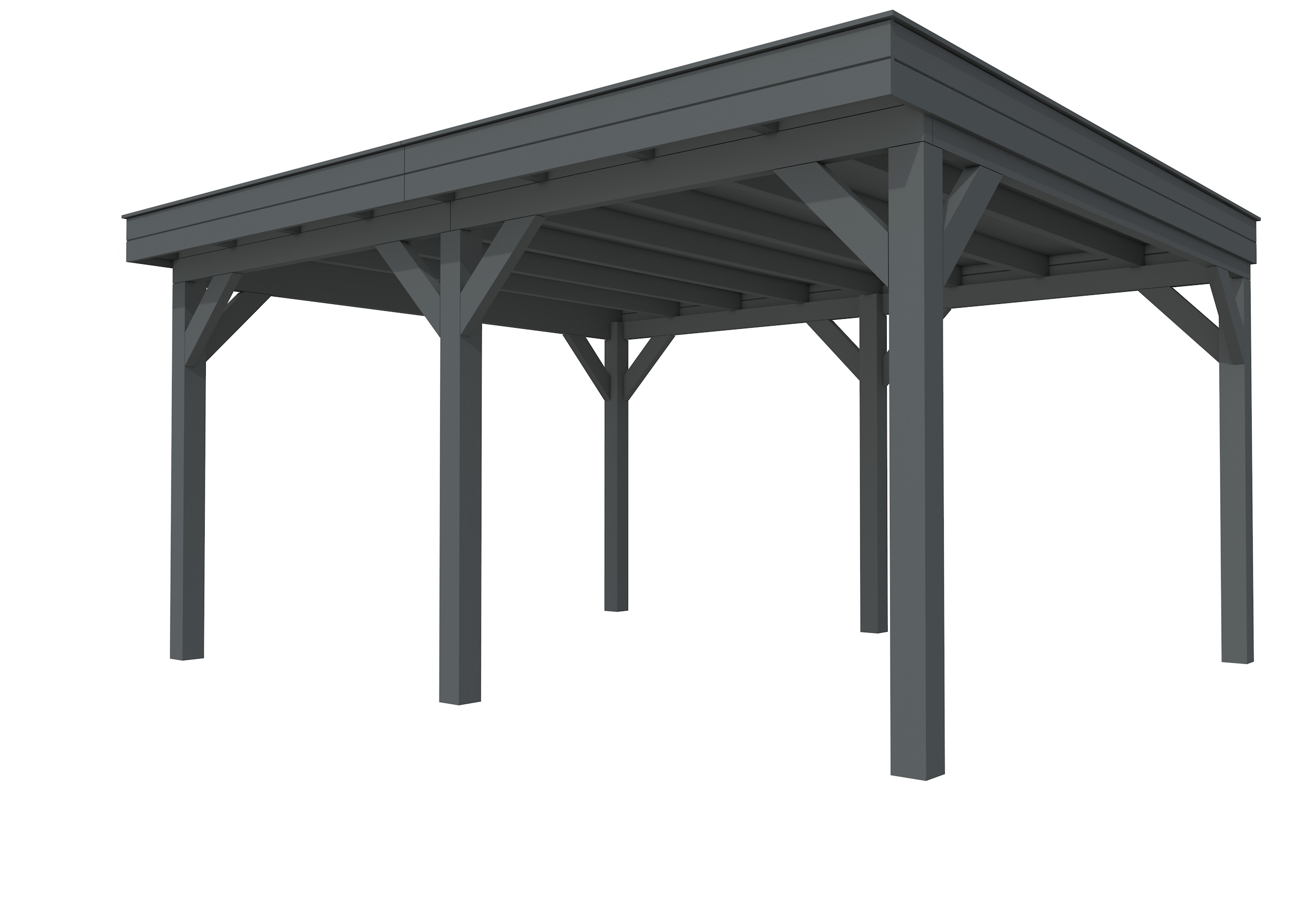 Buitenverblijf plat dak Premium II, vuren, basismodel XXL/B, 499x399 cm, antraciet gespoten.