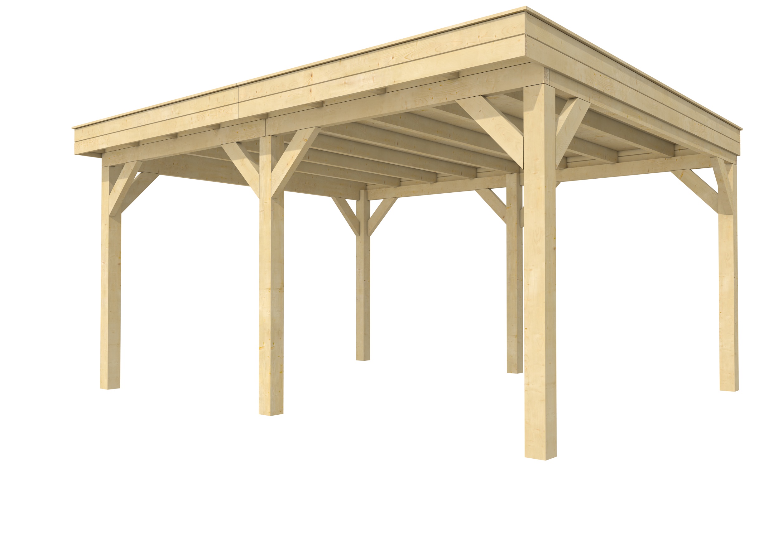 Buitenverblijf plat dak Premium II, vuren, basismodel XXL/B, 499x399 cm, onbehandeld.
