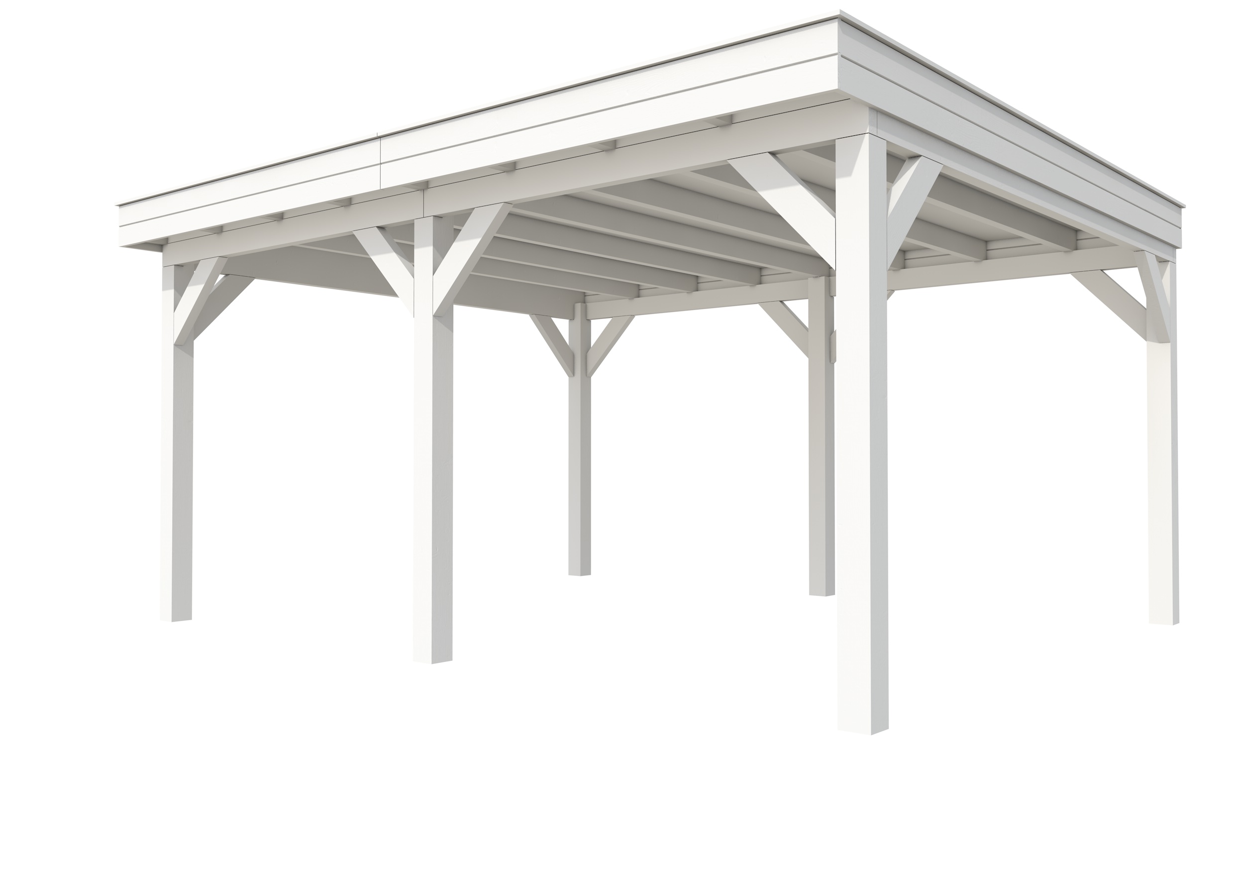 Buitenverblijf plat dak Premium II, vuren, basismodel XXL/B, 499x399 cm, wit gespoten.