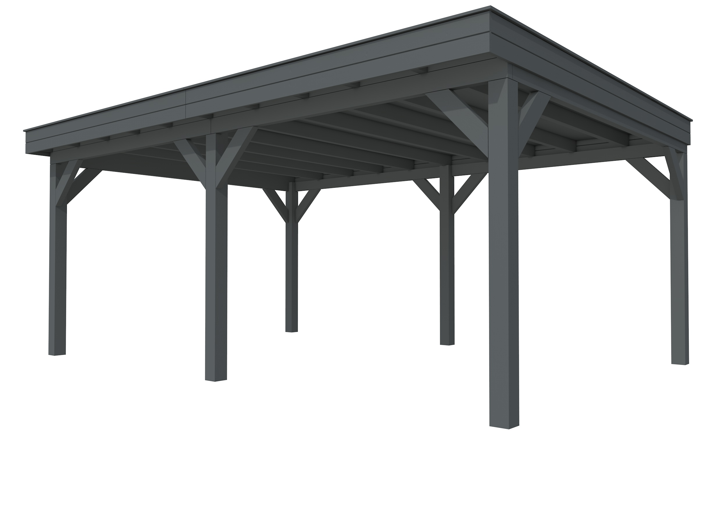 Buitenverblijf plat dak Premium II, vuren, basismodel XXL/C, 599x399 cm, antraciet gespoten.