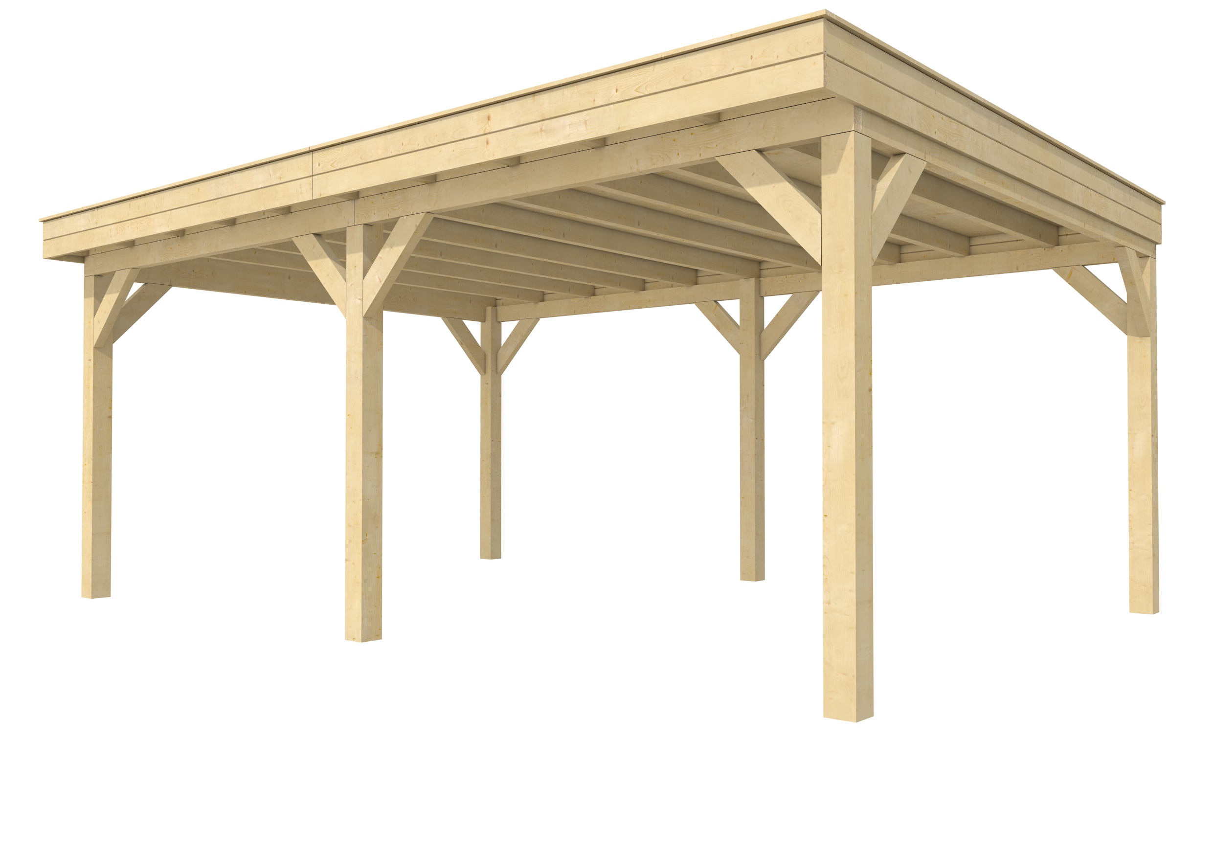 Buitenverblijf plat dak Premium II, vuren, basismodel XXL/C, 599x399 cm, onbehandeld.