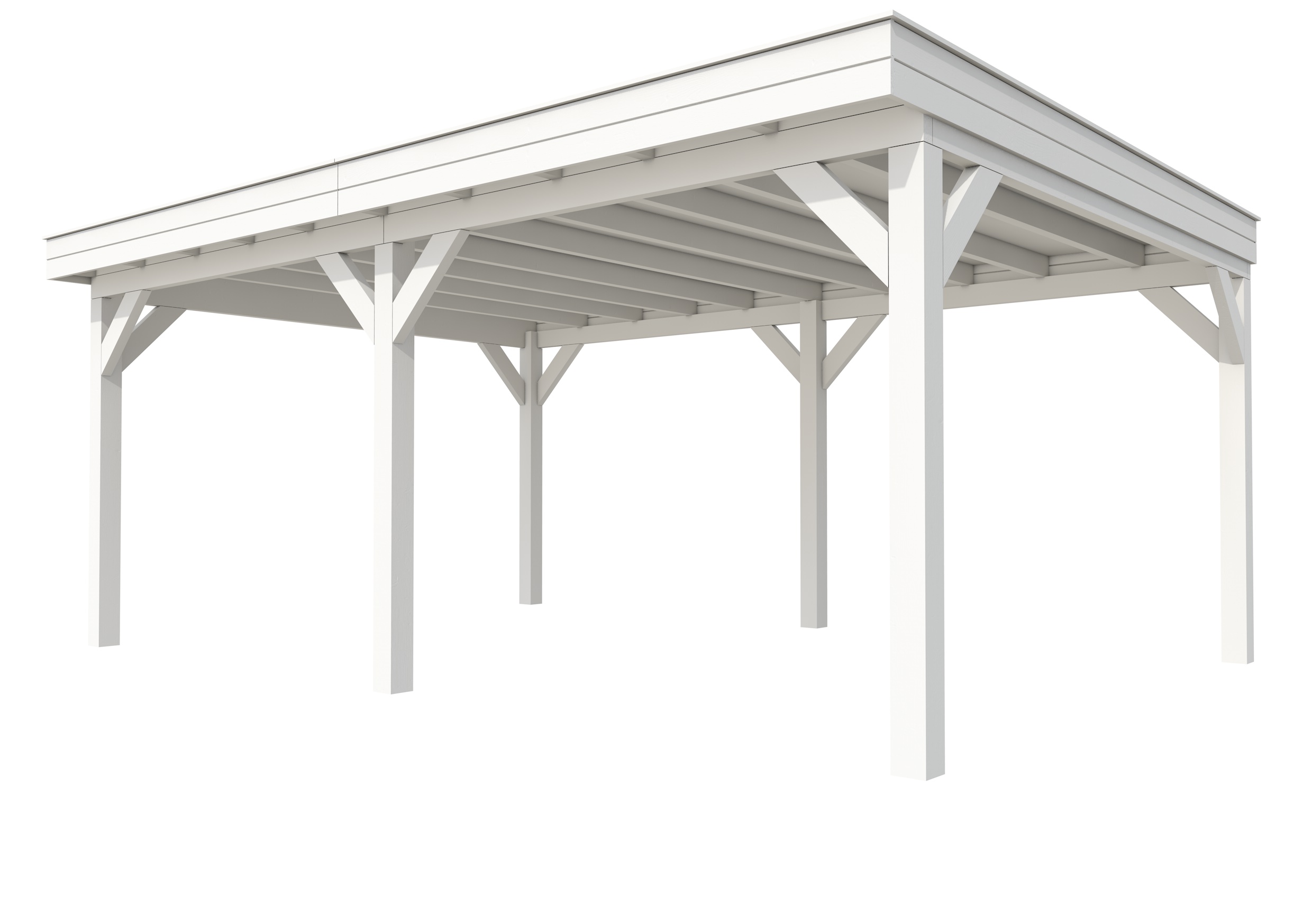 Buitenverblijf plat dak Premium II, vuren, basismodel XXL/C, 599x399 cm, wit gespoten.