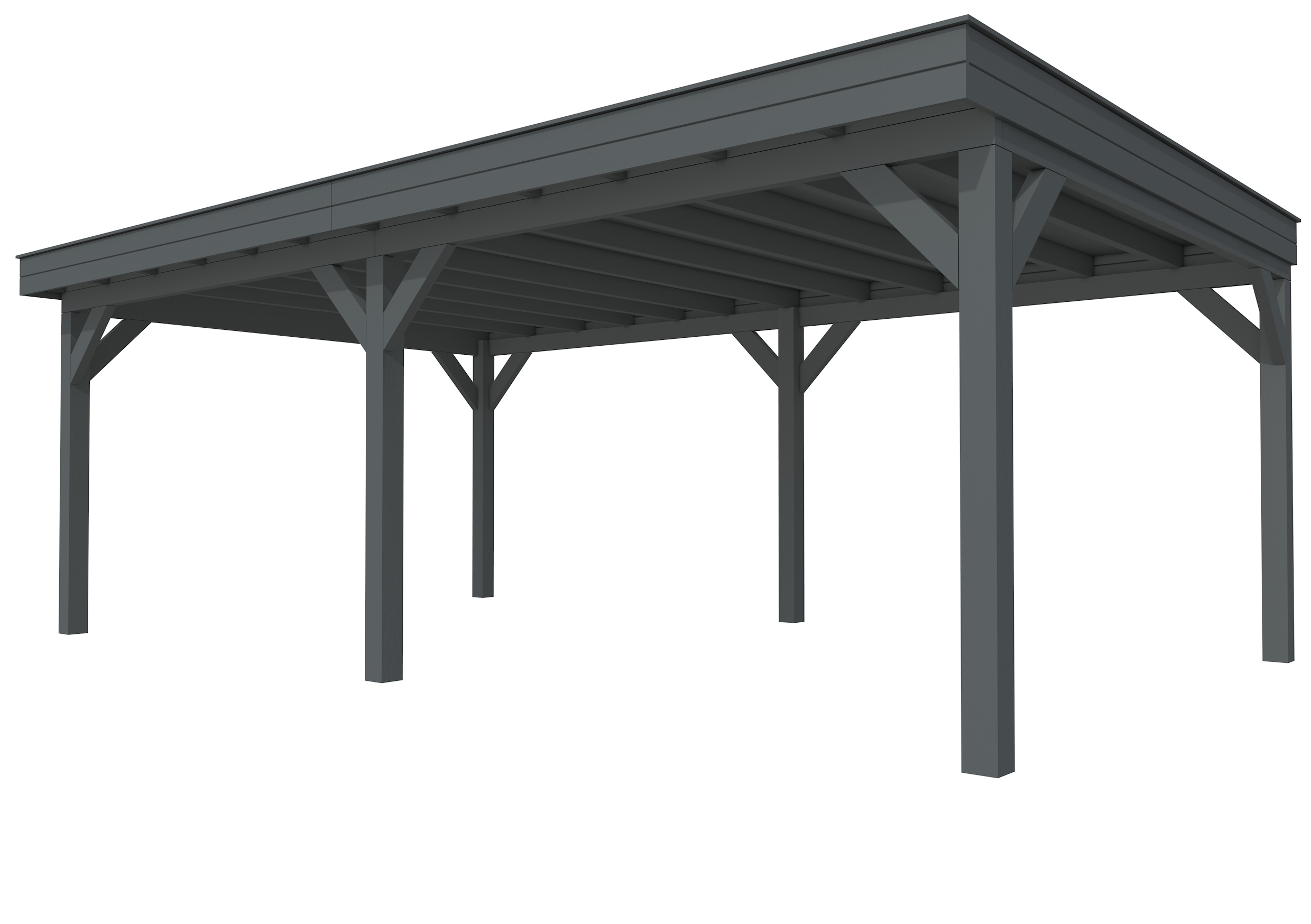 Buitenverblijf plat dak Premium II, vuren, basismodel XXL/D, 699x399 cm, antraciet gespoten.