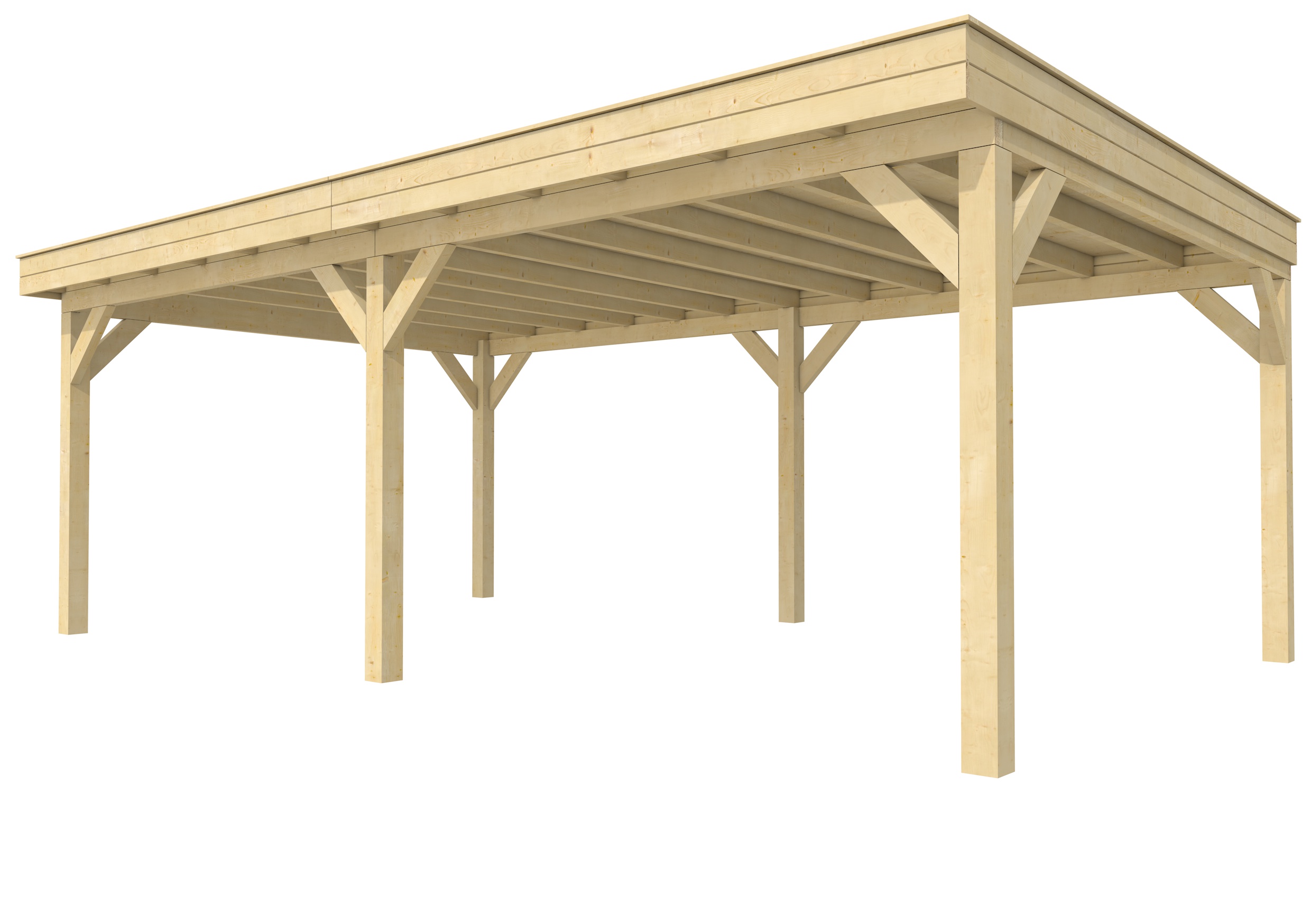 Buitenverblijf plat dak Premium II, vuren, basismodel XXL/D, 699x399 cm, onbehandeld.