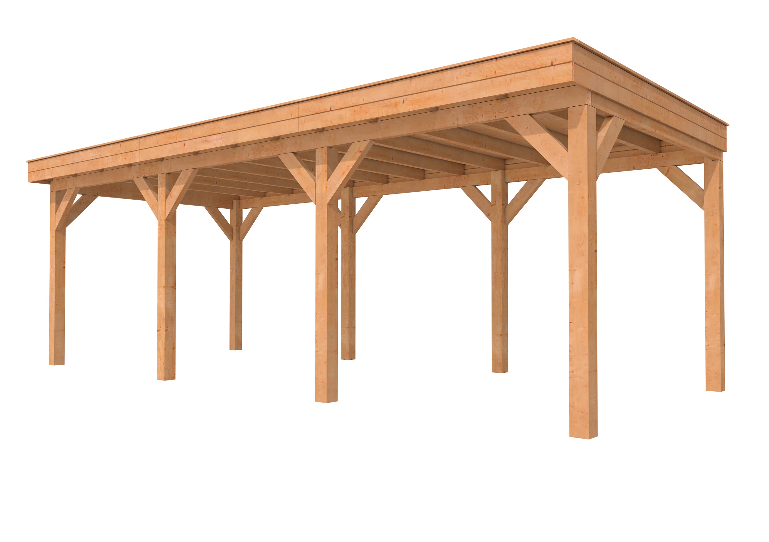 Buitenverblijf plat dak Premium III, douglas, basismodel L/B, 742x307 cm, onbehandeld.